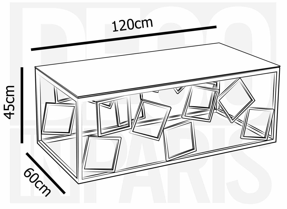 Table basse design en verre et métal argenté rectangulaire ARVI - DécoInParis