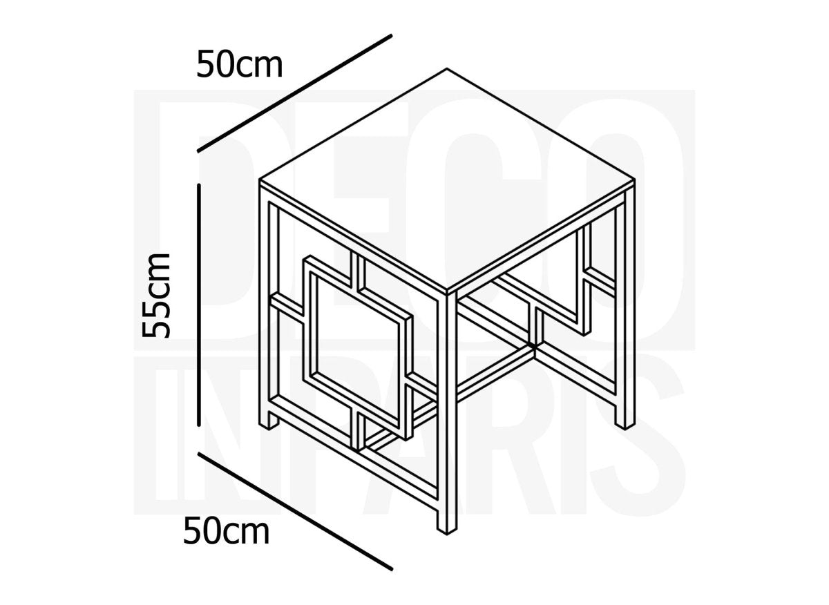Table basse design en verre noir et métal doré carrée PABLO - DécoInParis