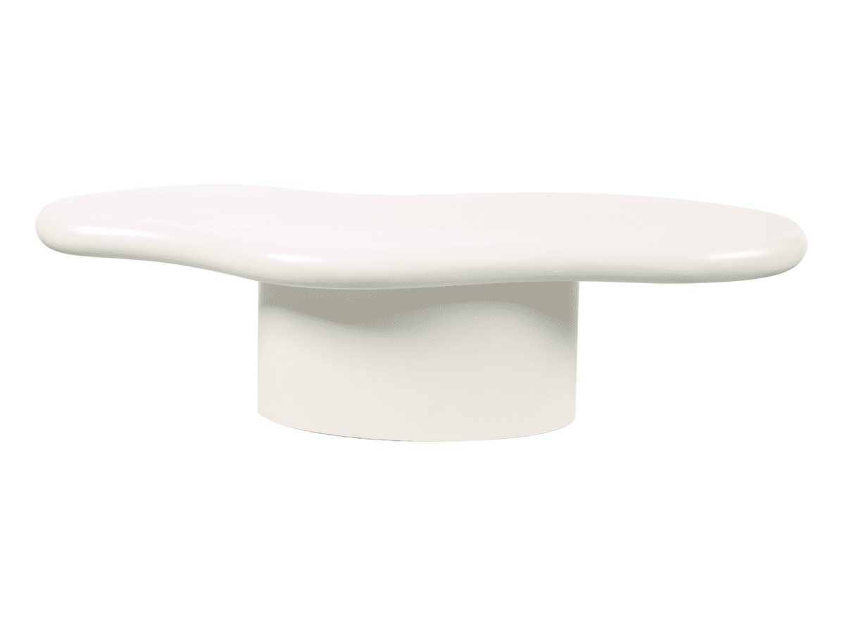 Table basse ovale en béton brossé blanc plateau asymétrique ZELINE - DécoInParis