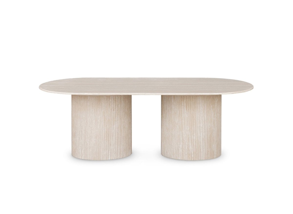 Table basse ovale en marbre composite beige DHARA - DécoInParis