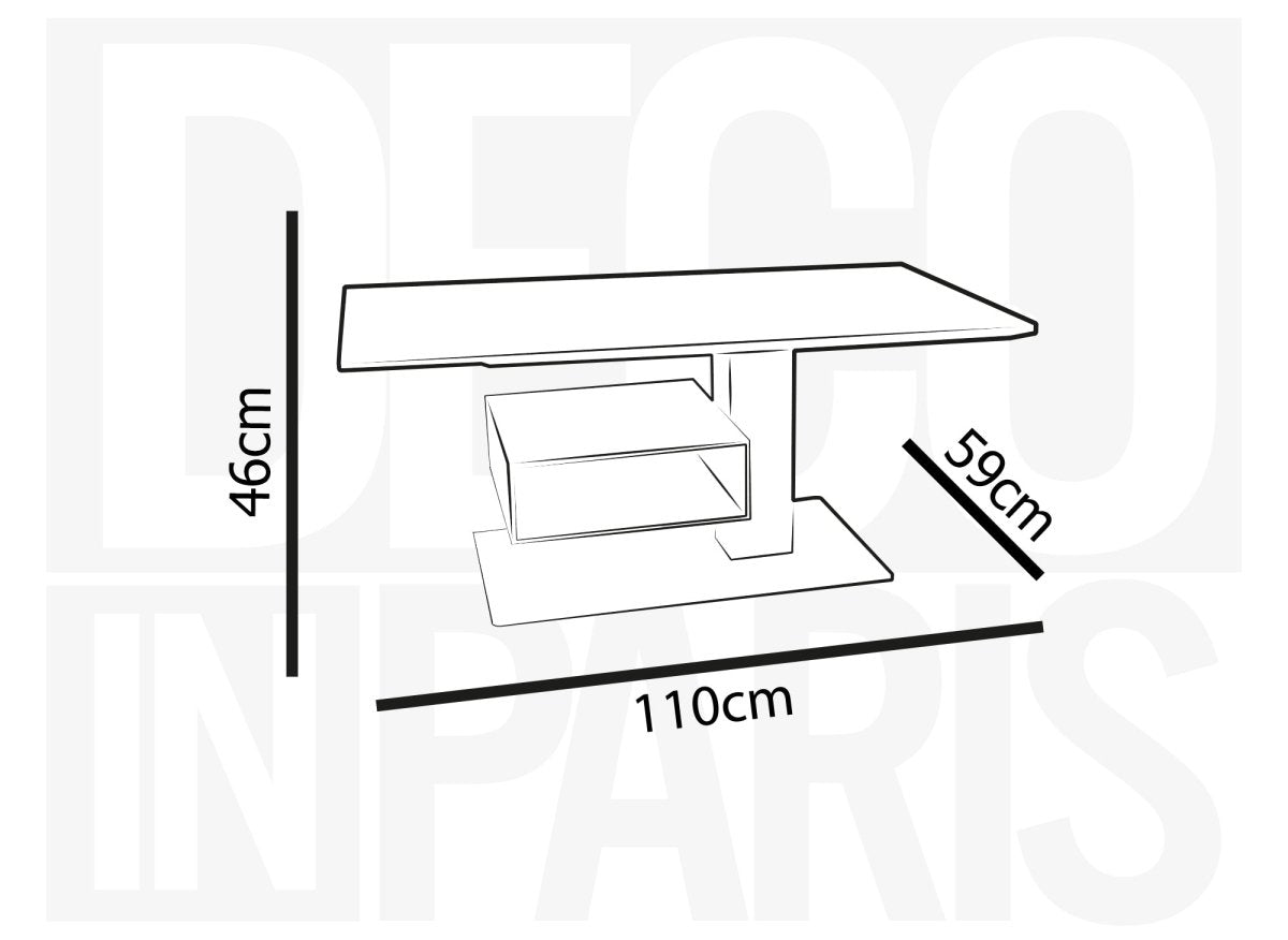 Table basse relevable avec rangement en céramique noir ADELIE - DécoInParis