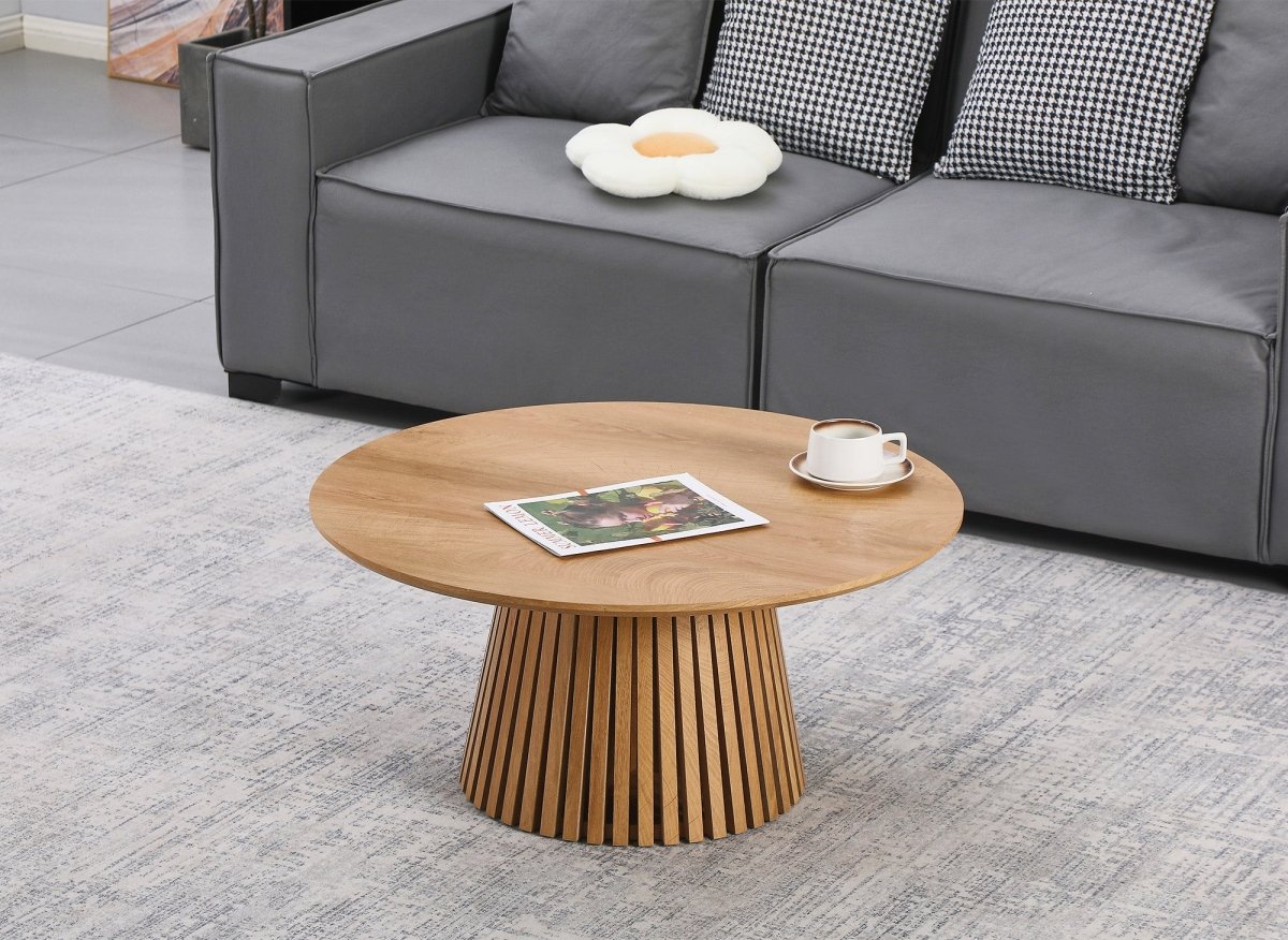 Table basse ronde en bois clair HEKA - DécoInParis