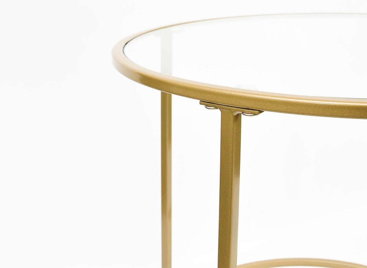 Table basse ronde en verre et métal OLIVE - DécoInParis