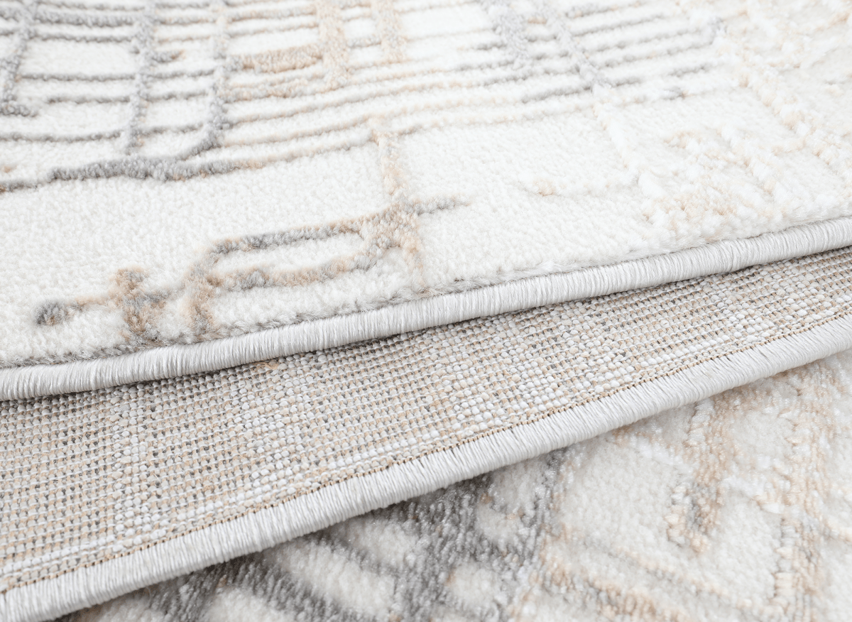 Tapis beige à motifs striés gris 160 x 230 cm PEKIN - DécoInParis