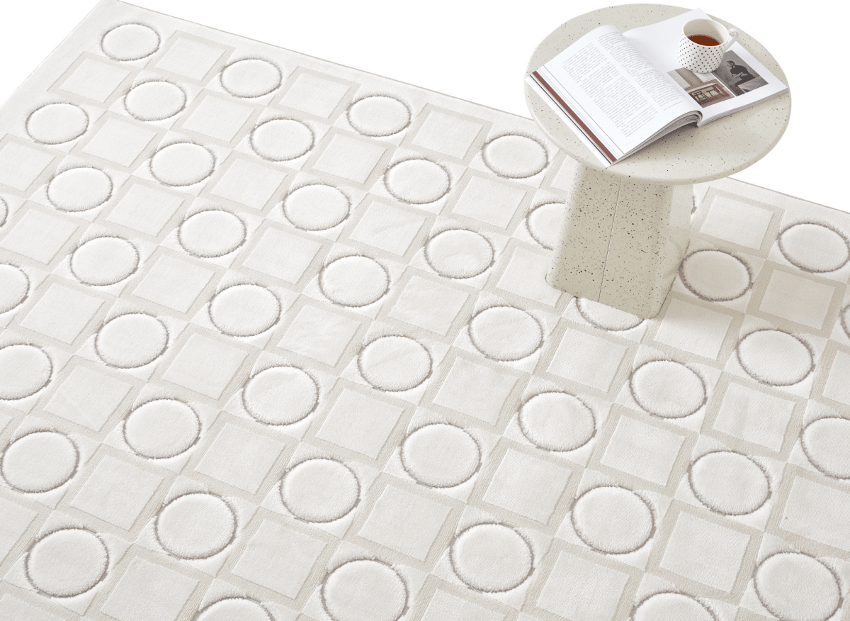 Tapis blanc écru à formes géométriques 154 x 230 cm KAELIES - DécoInParis