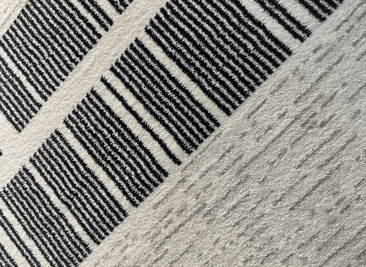 Tapis gris à motifs de bandes 160 x 230 cm TILLEUL - DécoInParis