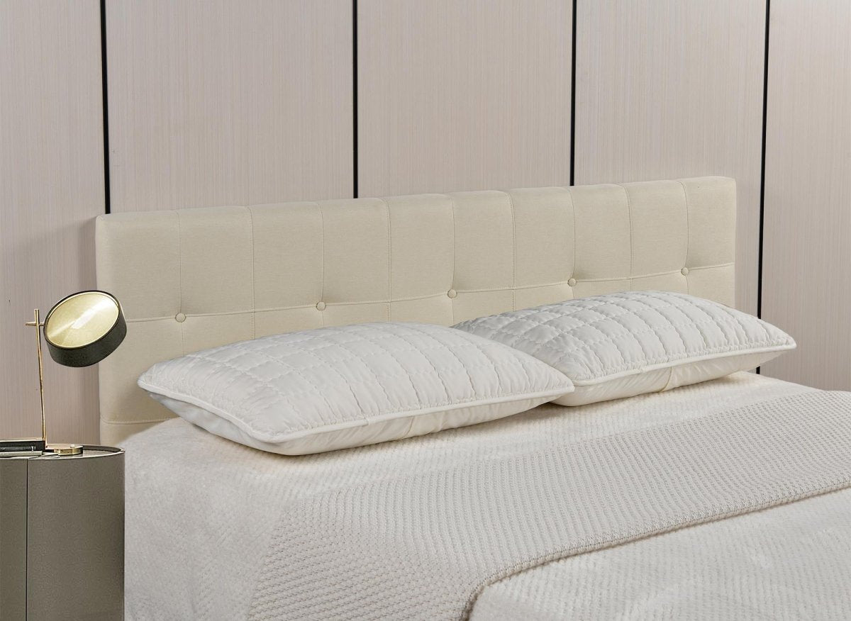 Tête de lit capitonnée en tissu beige 160 cm DOMICE - DécoInParis