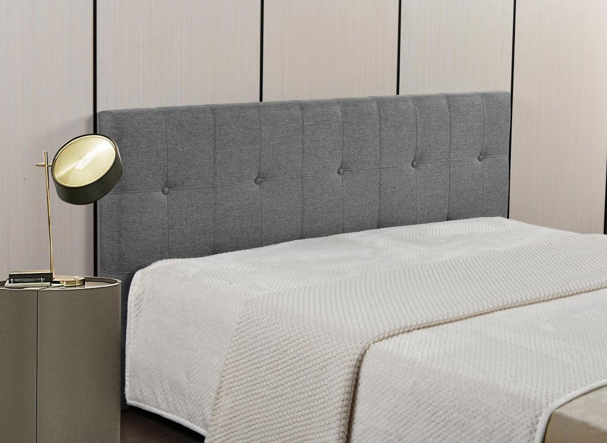 Tête de lit capitonnée en tissu gris 160 cm DOMICE - DécoInParis