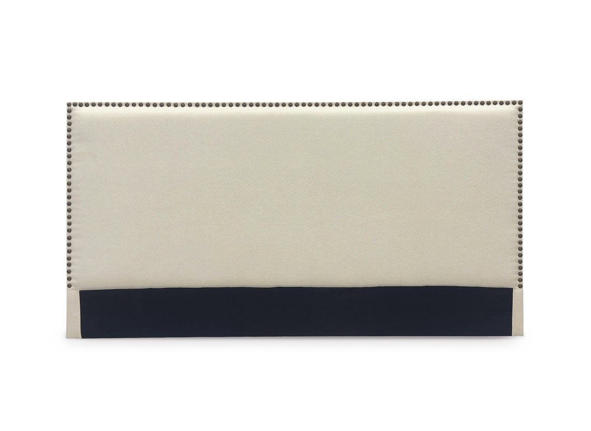 Tête de lit cloutée en tissu lin beige 160 cm LINDA - DécoInParis