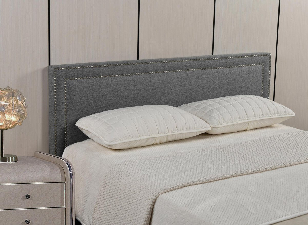 Tête de lit cloutée en tissu lin gris 180 cm LYVE - DécoInParis
