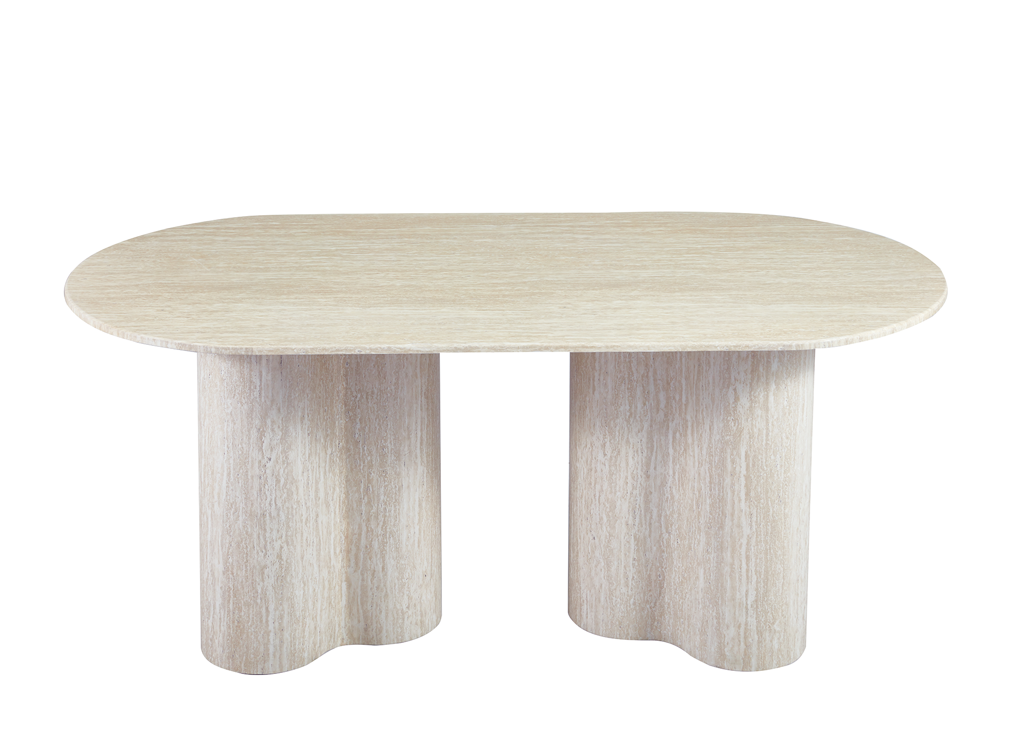 Table à manger en marbre composite beige pieds forme organique 6 personnes VANINA