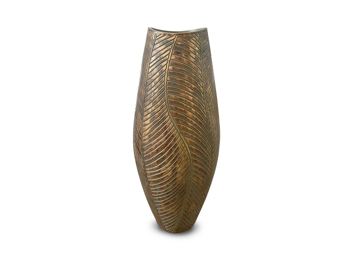 Vase en polyrésine vert et doré H54 cm ZAHARA - DécoInParis