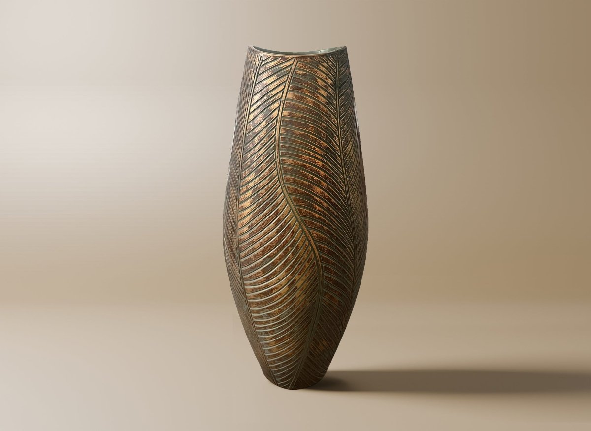 Vase en polyrésine vert et doré H54 cm ZAHARA - DécoInParis