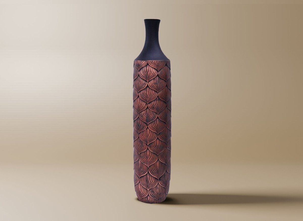 Vase XXL en polyrésine noir et marron H74 cm NEVEN - DécoInParis