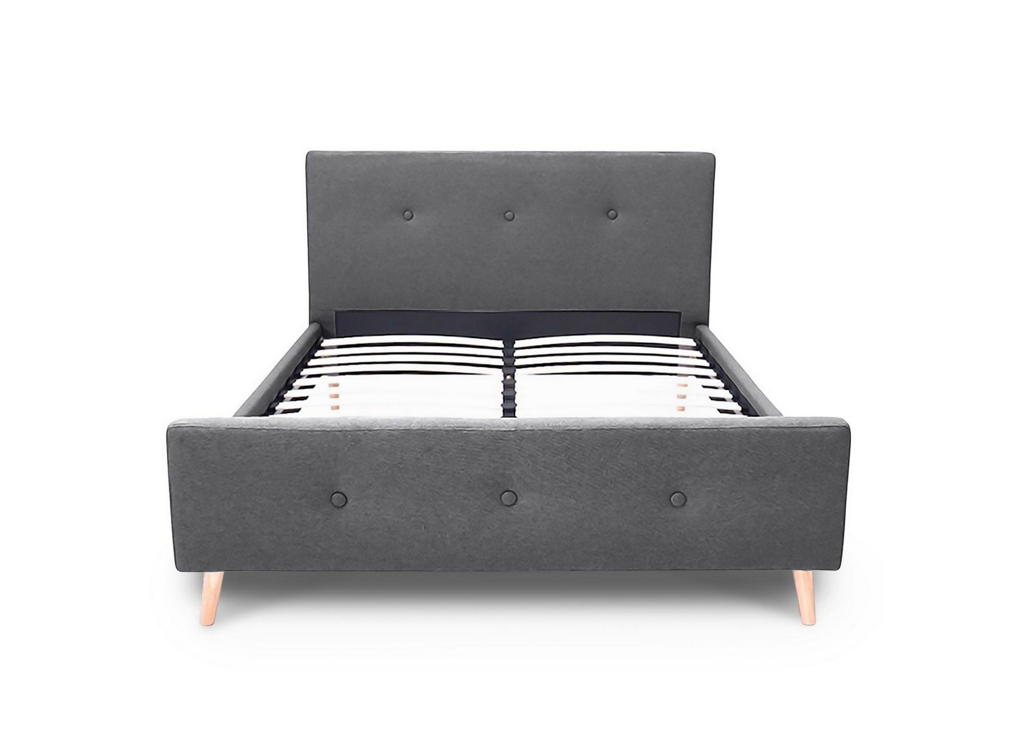 Lit Scandinave En Tissu Capitonn Gris Greg X Cm