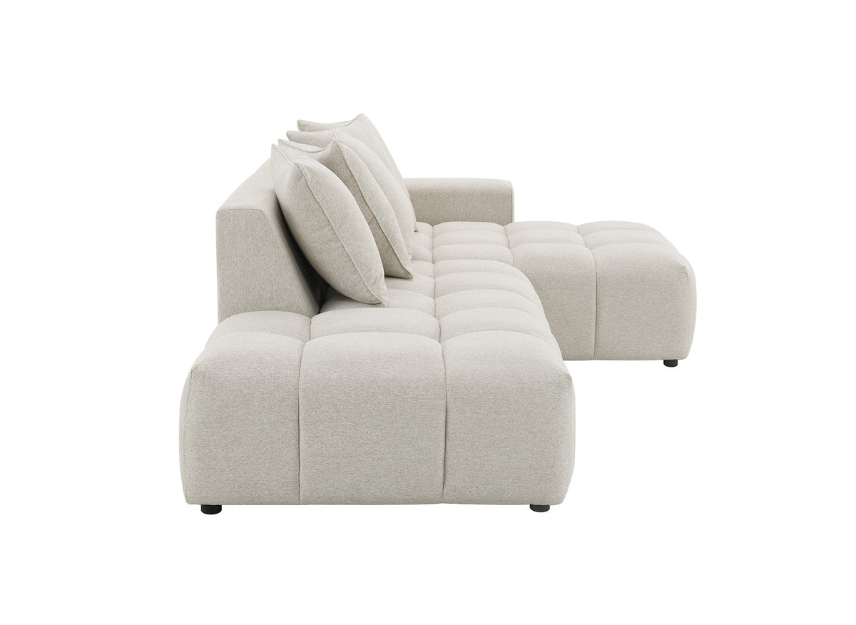 Canapé d'angle en tissu texturé beige CLARISSE - Angle droit
