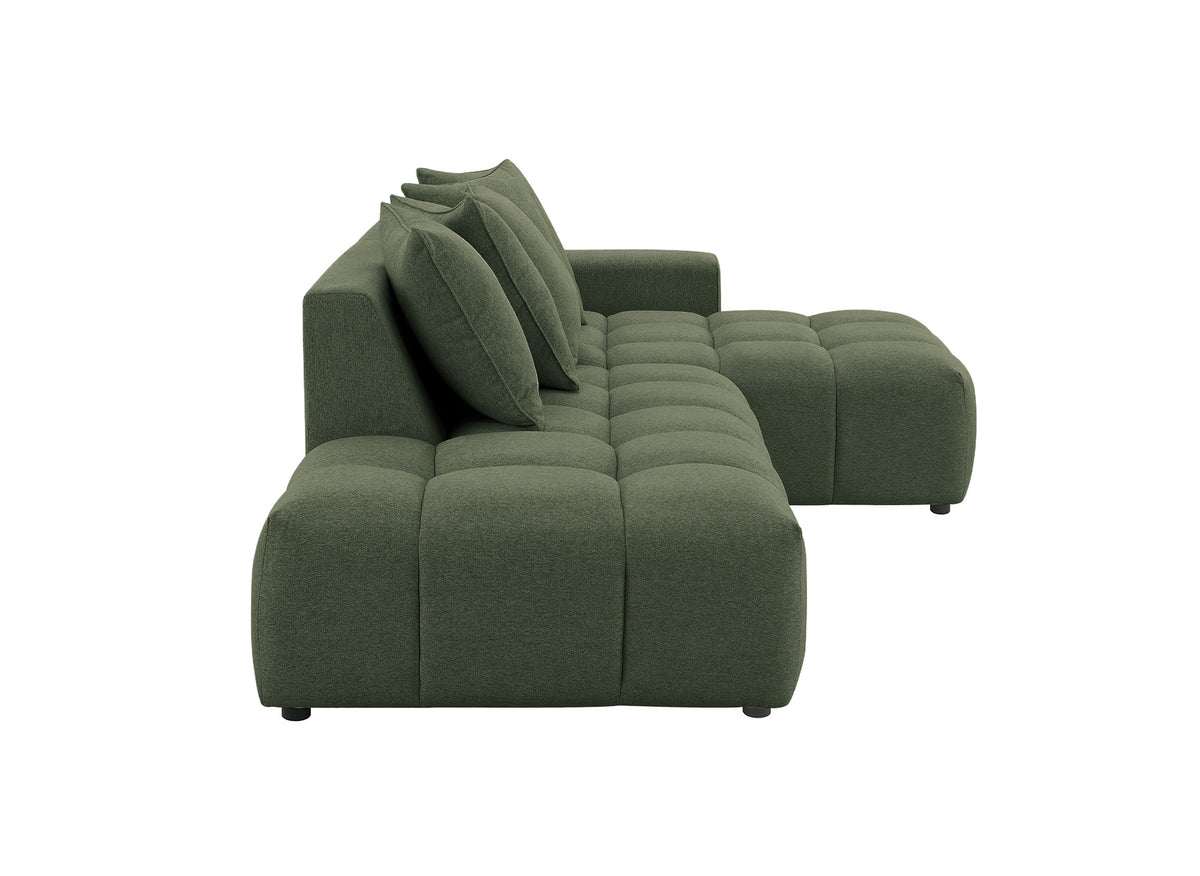 Canapé d'angle en tissu texturé vert olive CLARISSE - Angle droit