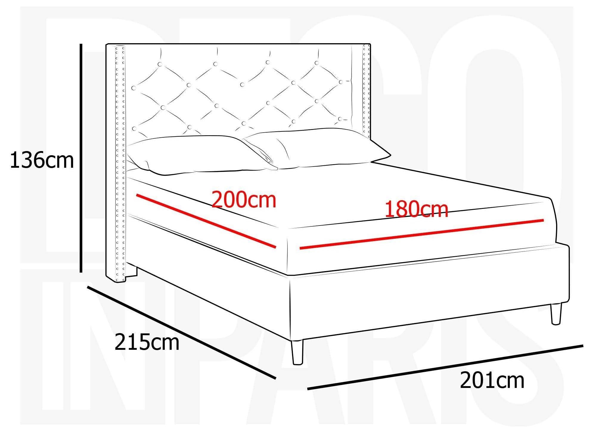 Lit double en tissu capitonné beige 180x200 cm MARGOT