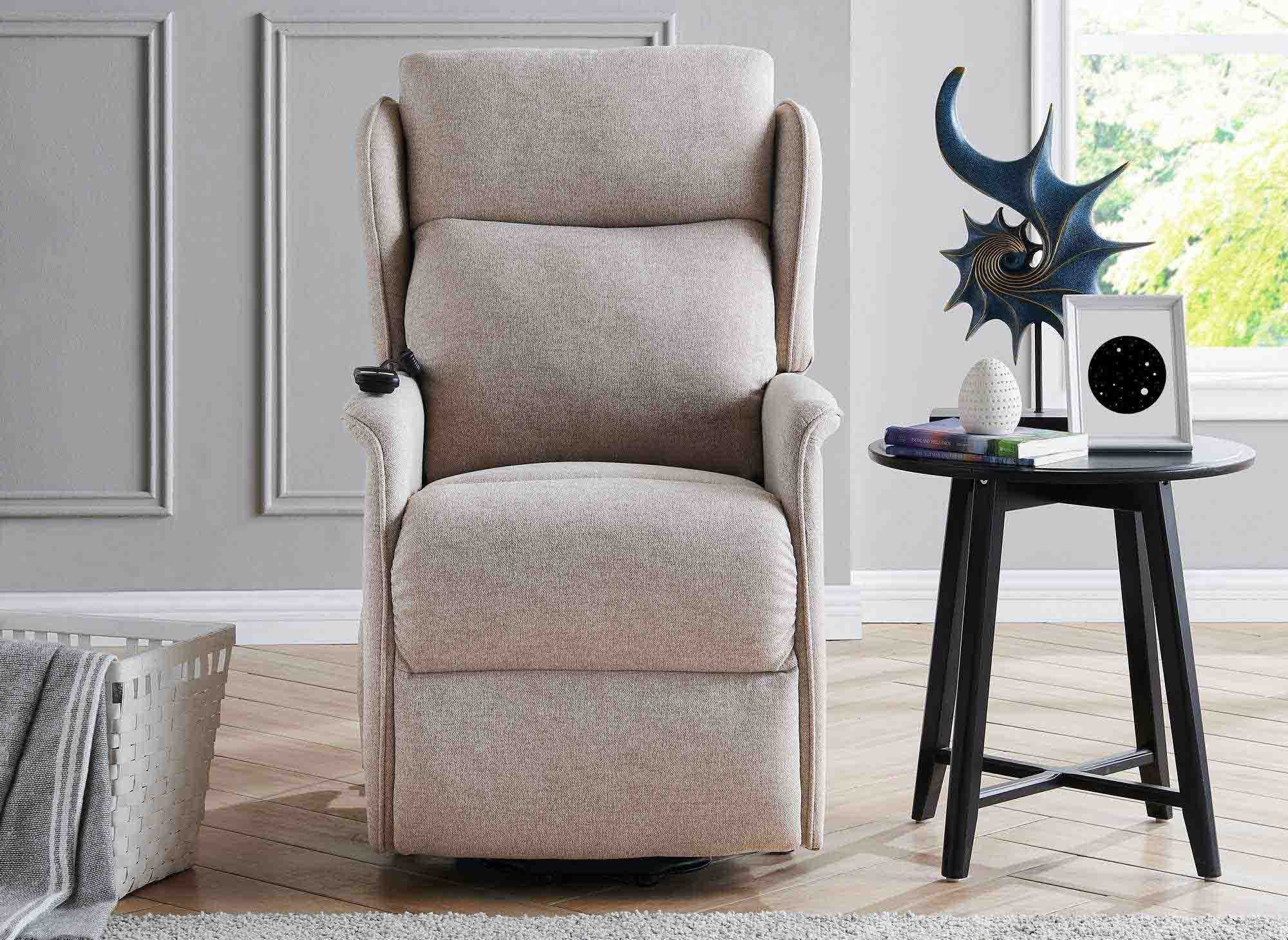 Fauteuil releveur relax en tissu beige à commande électrique DARKO