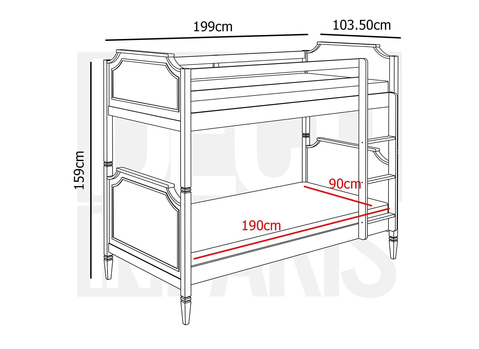 Lit superposé séparable en bois gris PAULINE 90 x 190 cm
