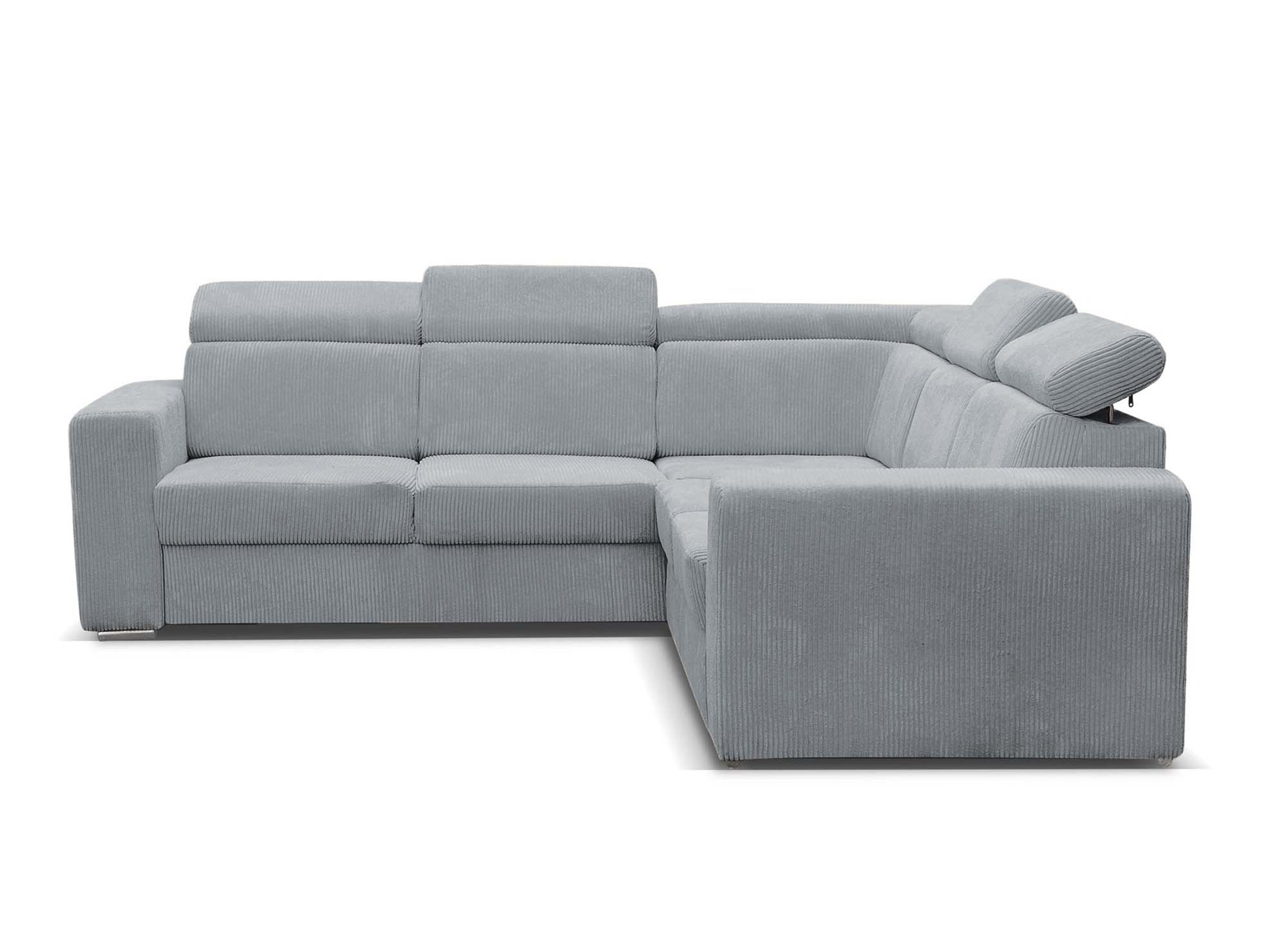 Canapé d'angle convertible et réversible en velours côtelé gris clair MERYL