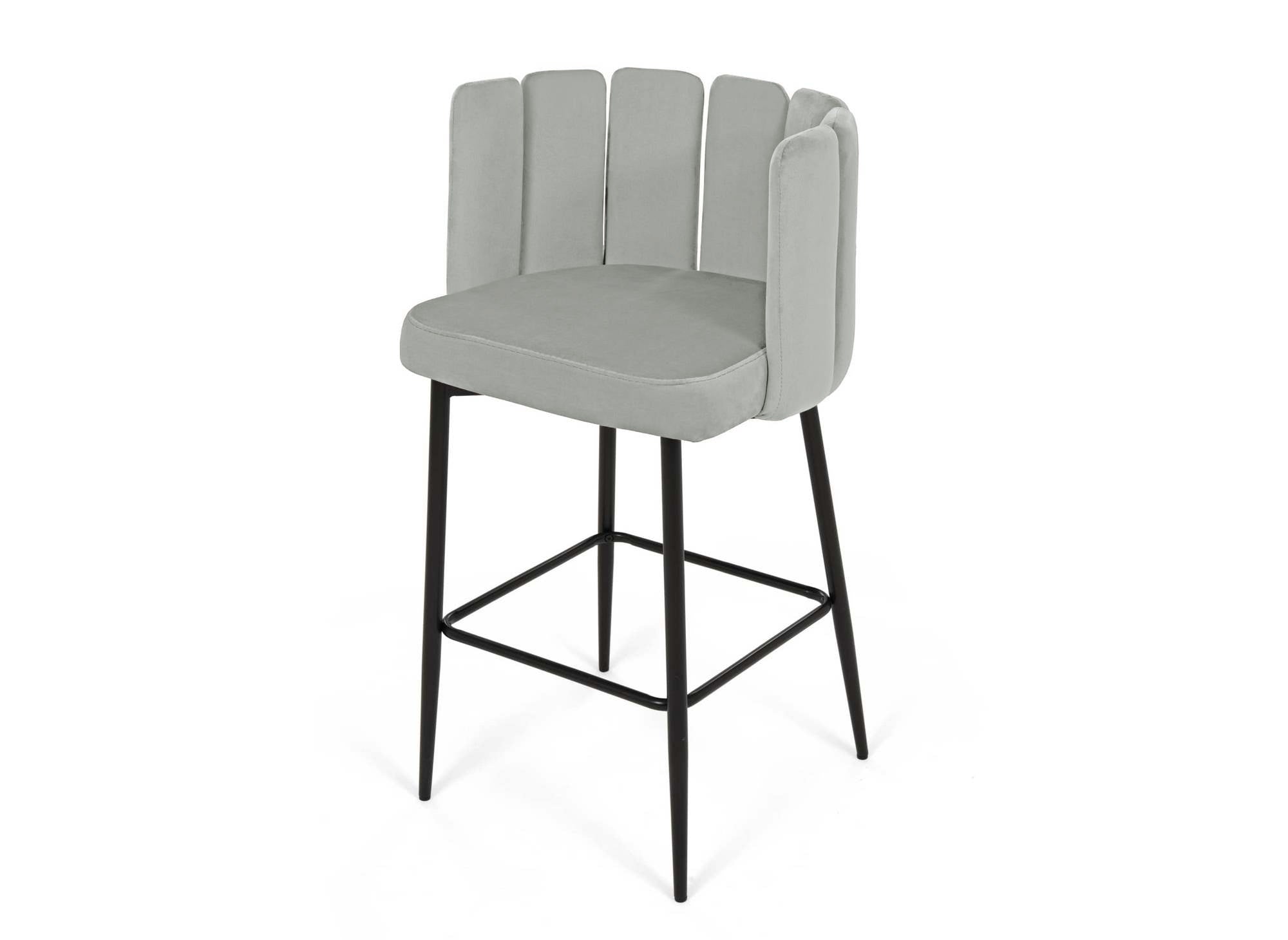 Lot de 2 tabourets de bar design en velours gris DEBBY