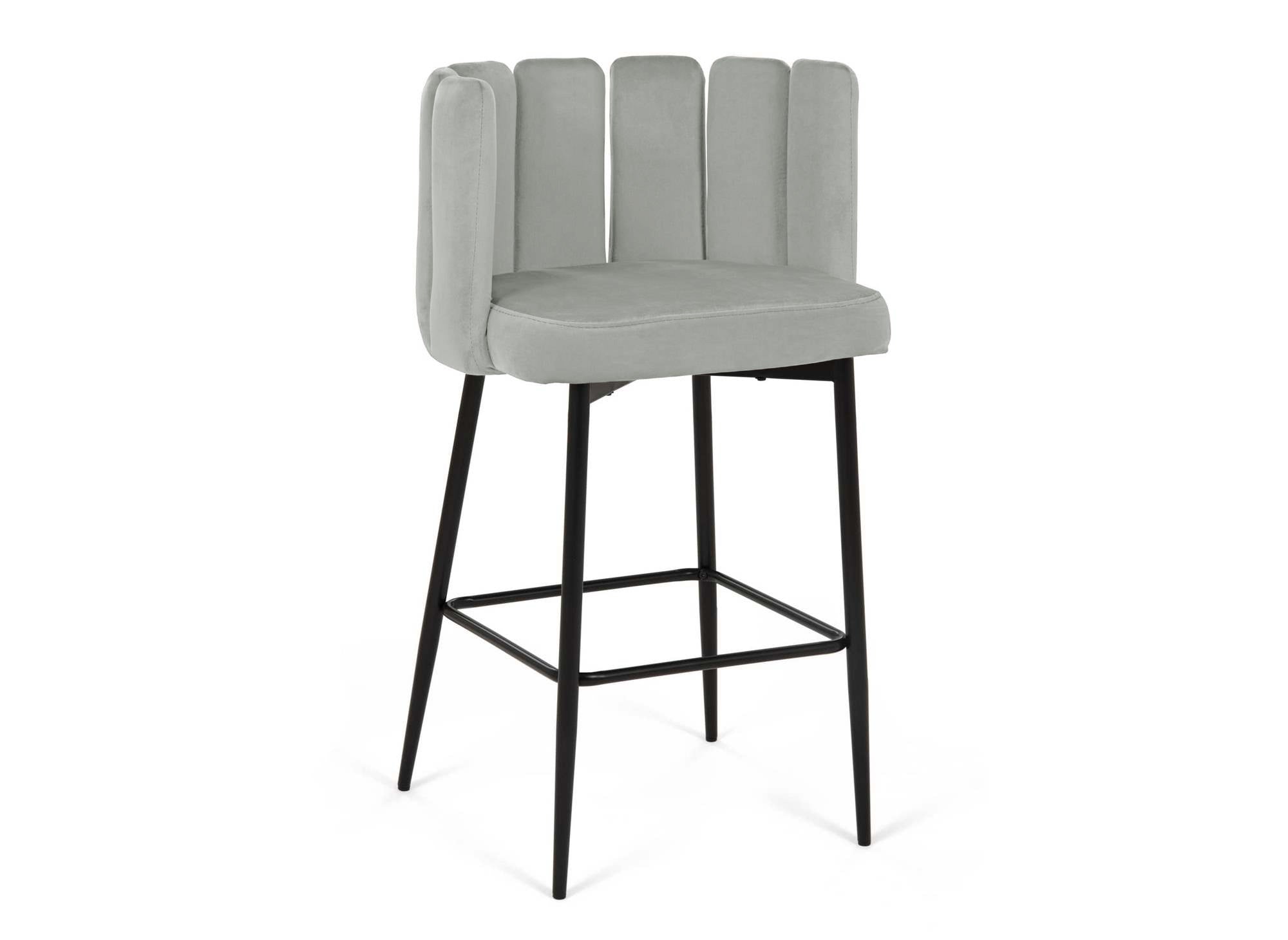 Lot de 2 tabourets de bar design en velours gris DEBBY
