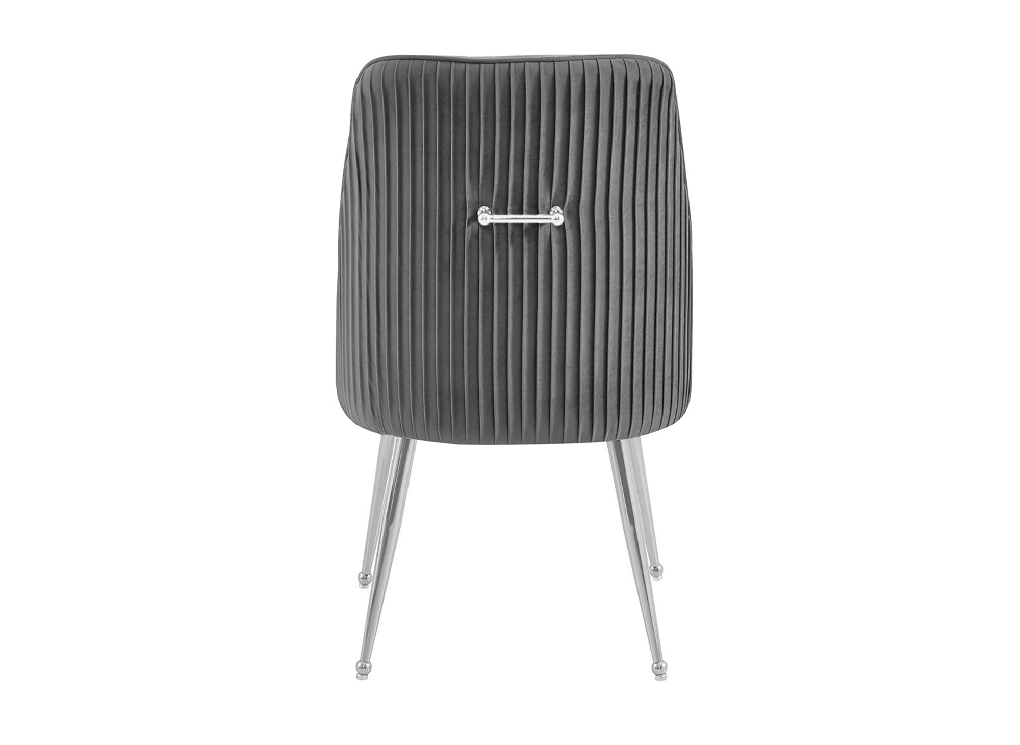 Lot de 2 chaises en velours gris pieds en métal argenté DORY