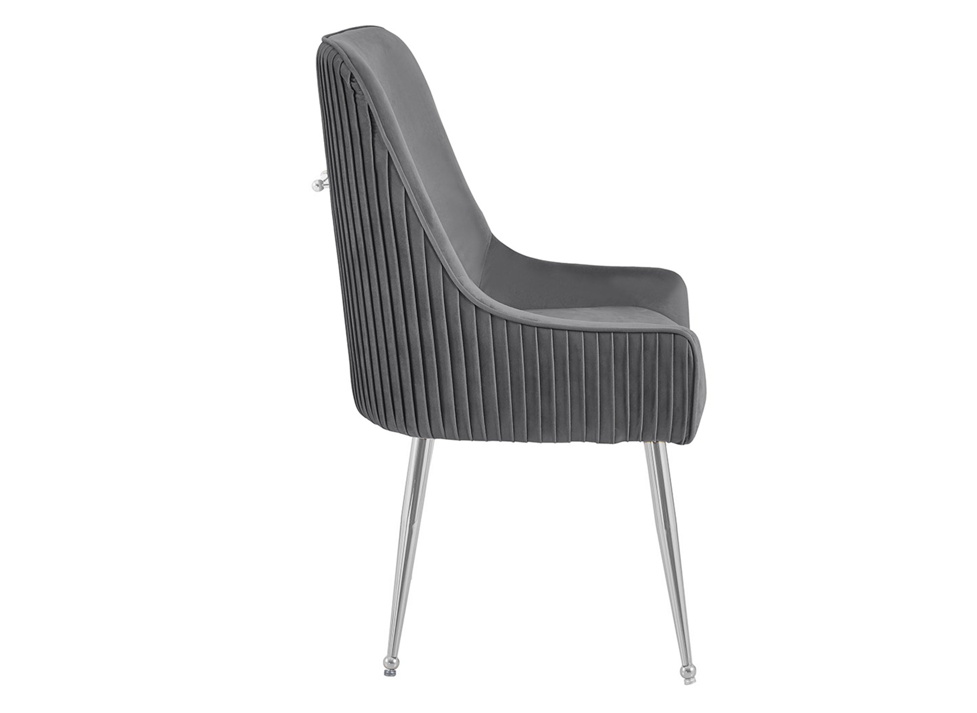 Lot de 2 chaises en velours gris pieds en métal argenté DORY