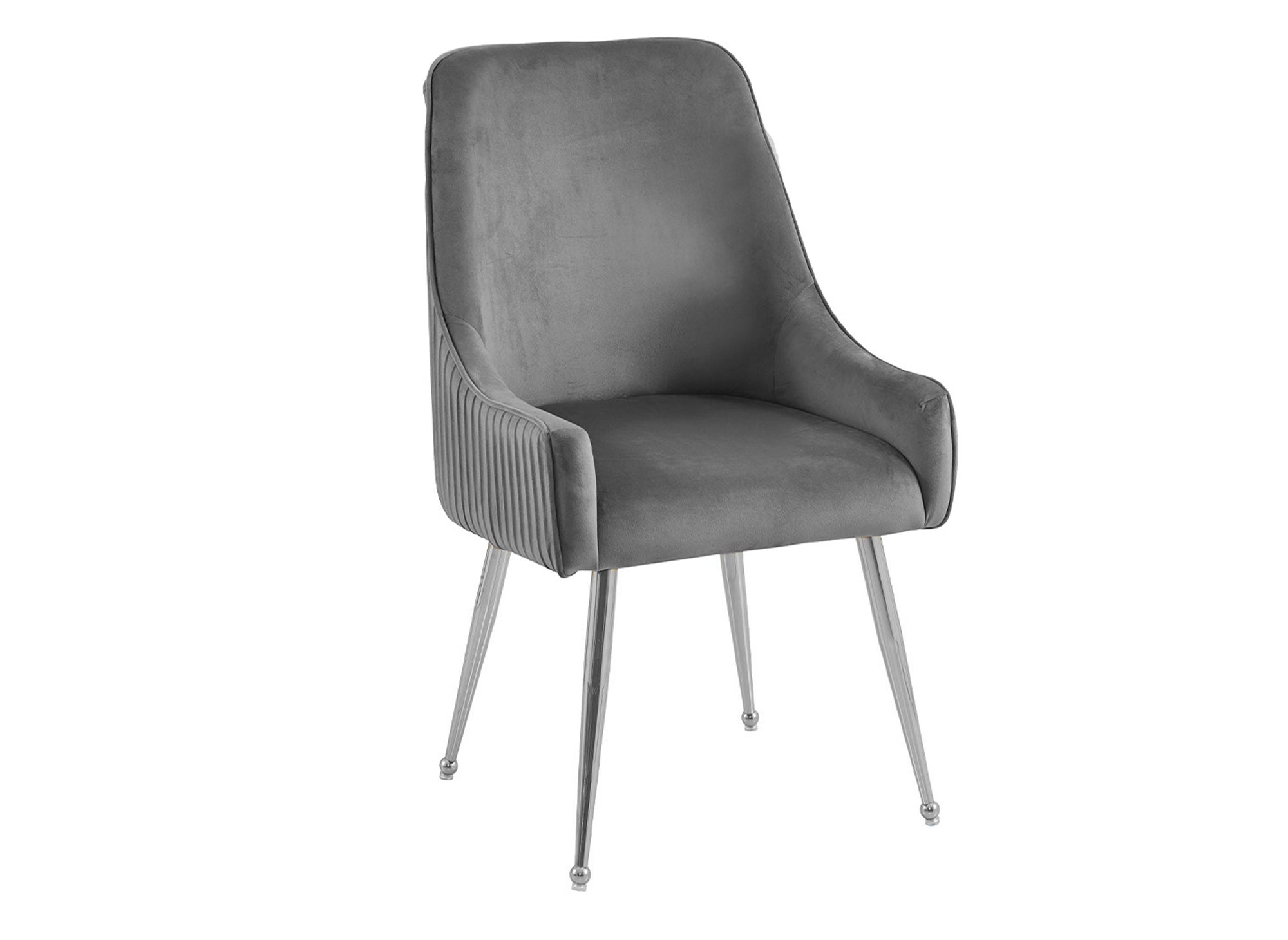 Lot de 2 chaises en velours gris pieds en métal argenté DORY