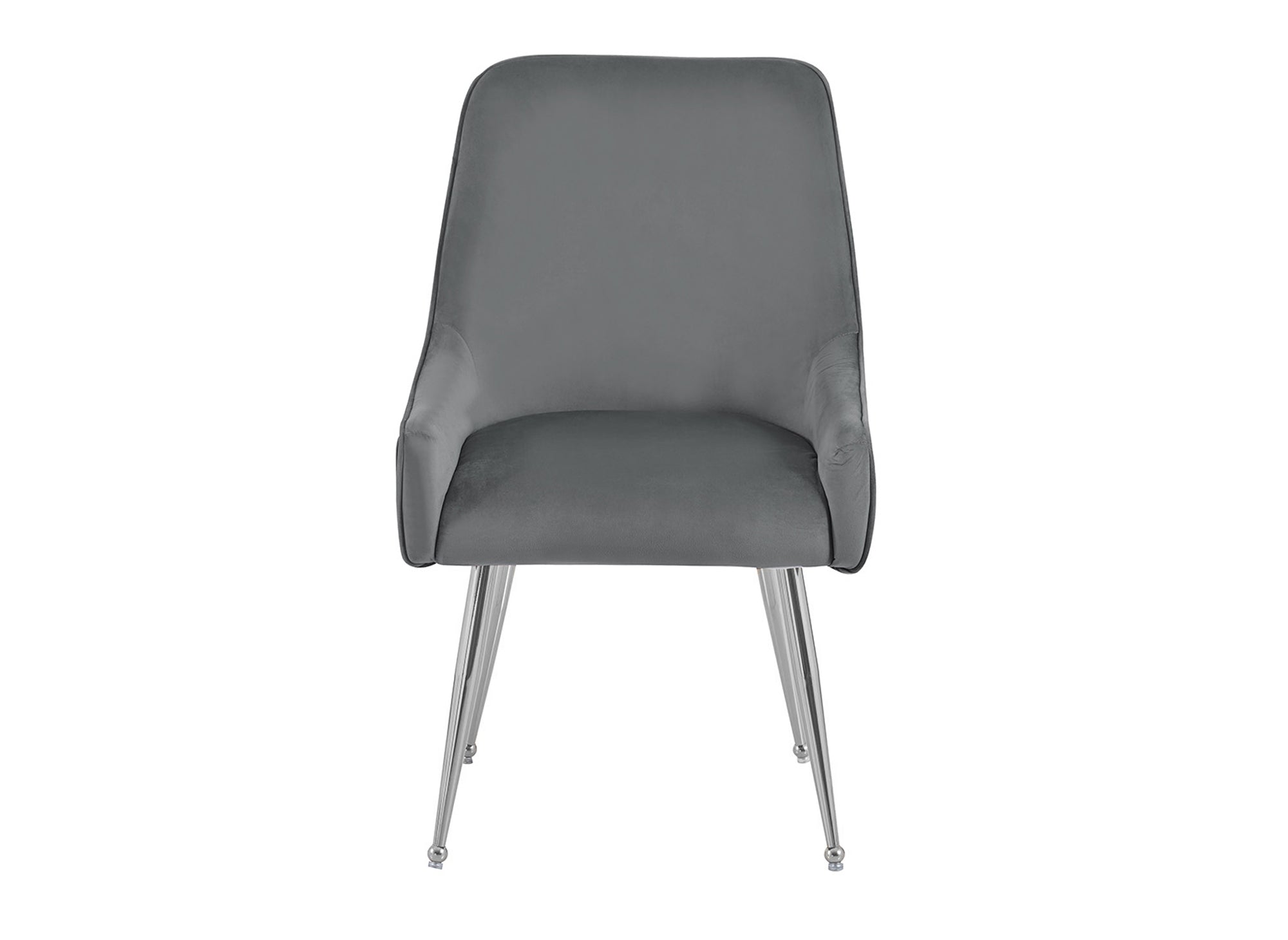 Lot de 2 chaises en velours gris pieds en métal argenté DORY
