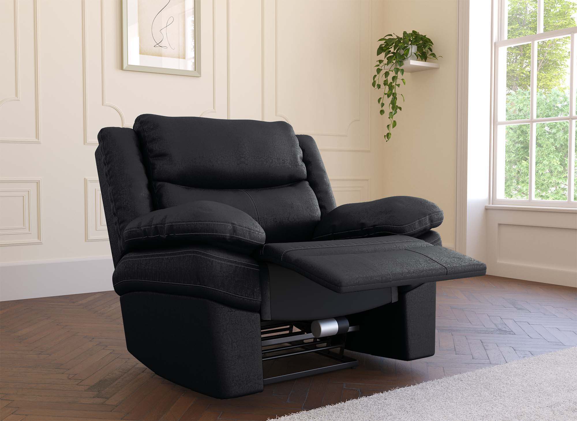 Fauteuil relax électrique en simili cuir noir ALFRED