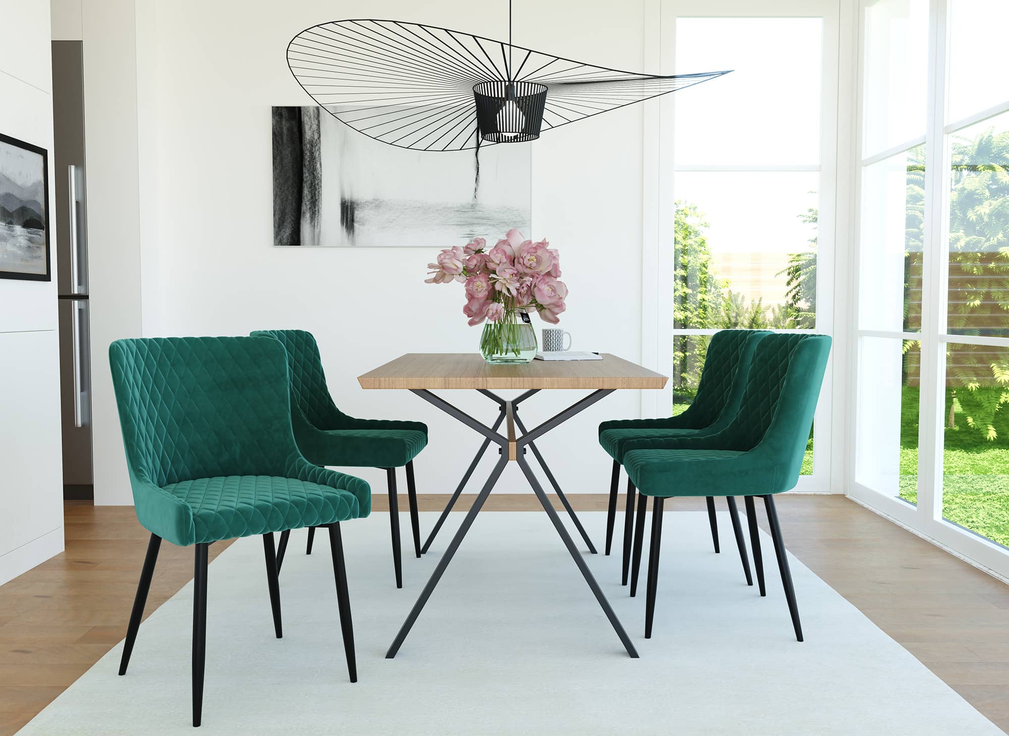 Lot de 2 chaises design en velours vert JENNY