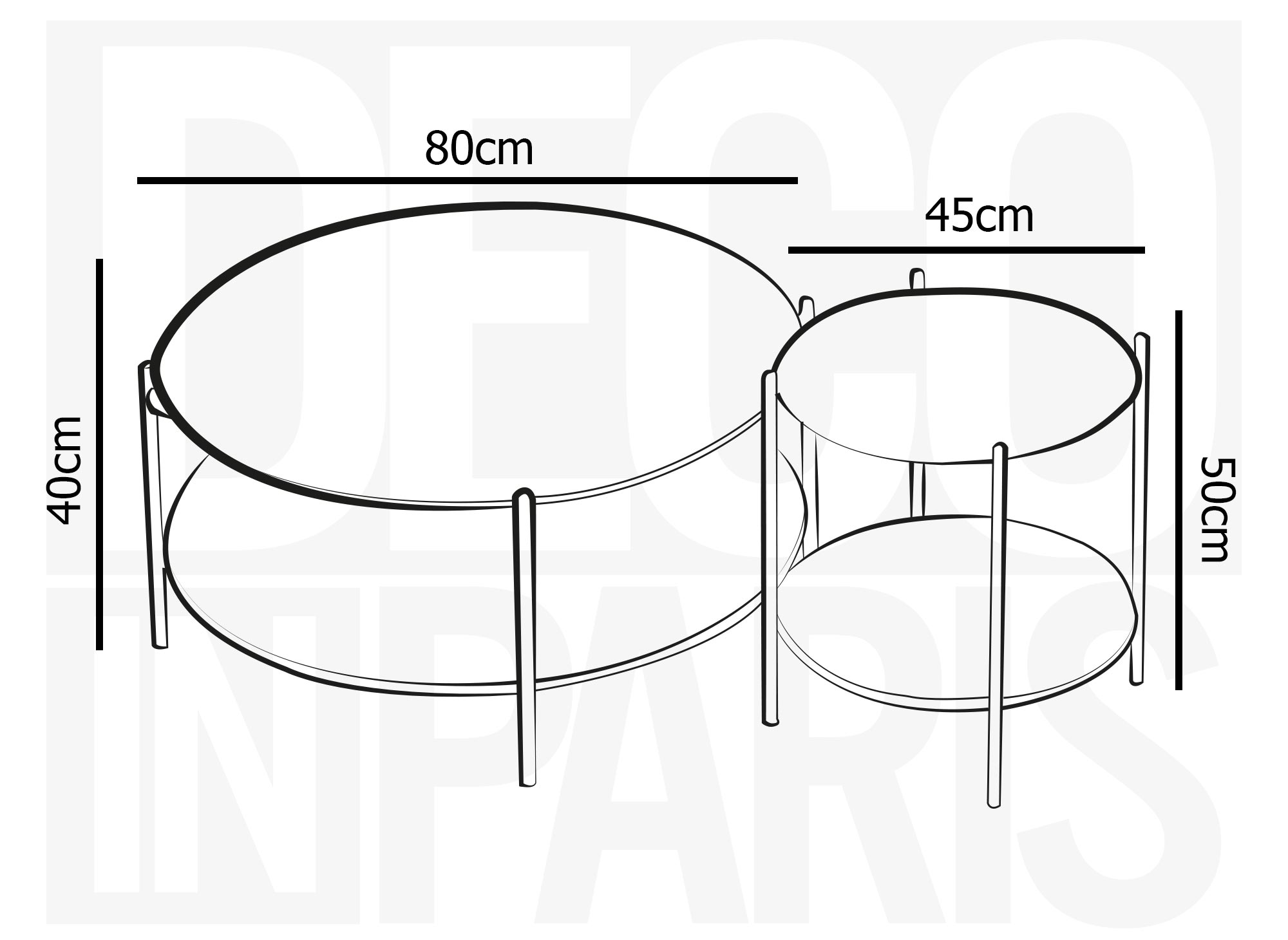 Lot de 2 tables basses rondes en verre bois et métal RIZZO