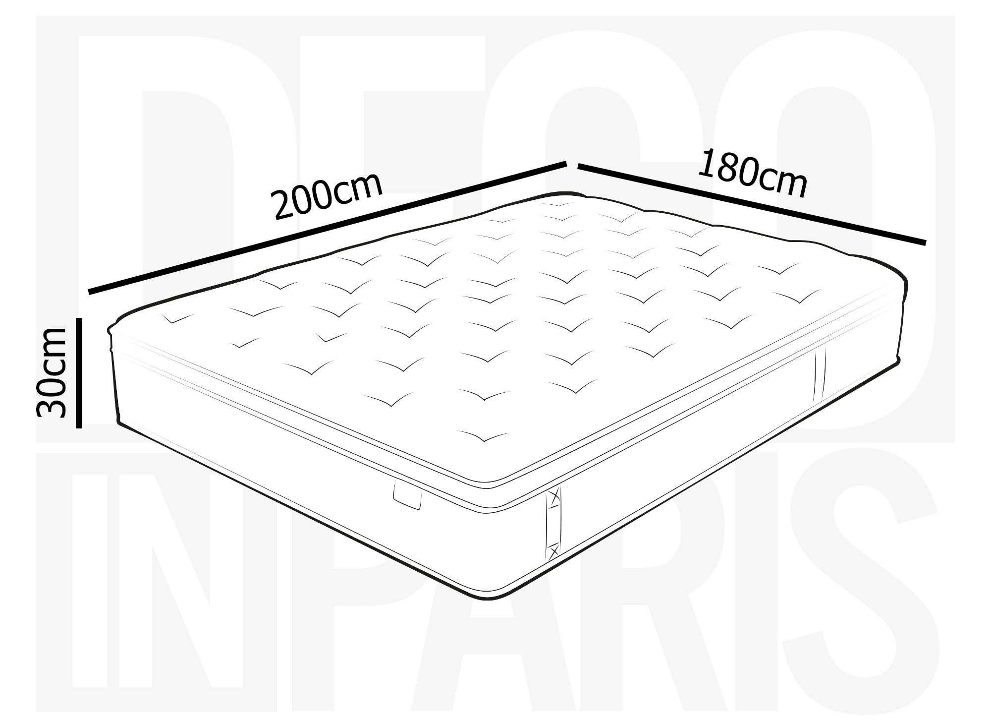 Matelas hybride ressorts ensachés 180 x 200 cm épaisseur 30 cm RAFAEL