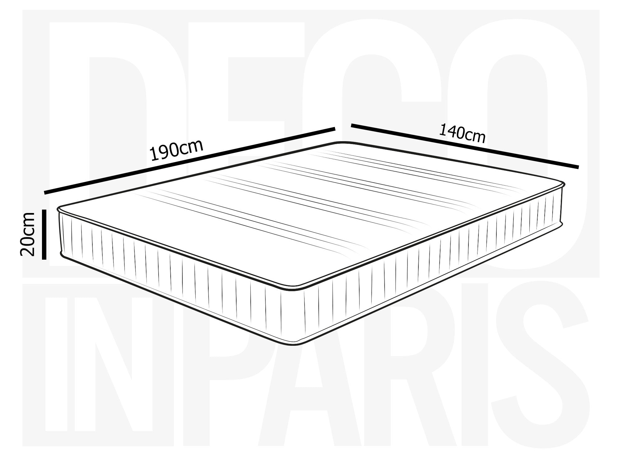 Matelas mousse 140 x 190 cm épaisseur 20 cm AWAN