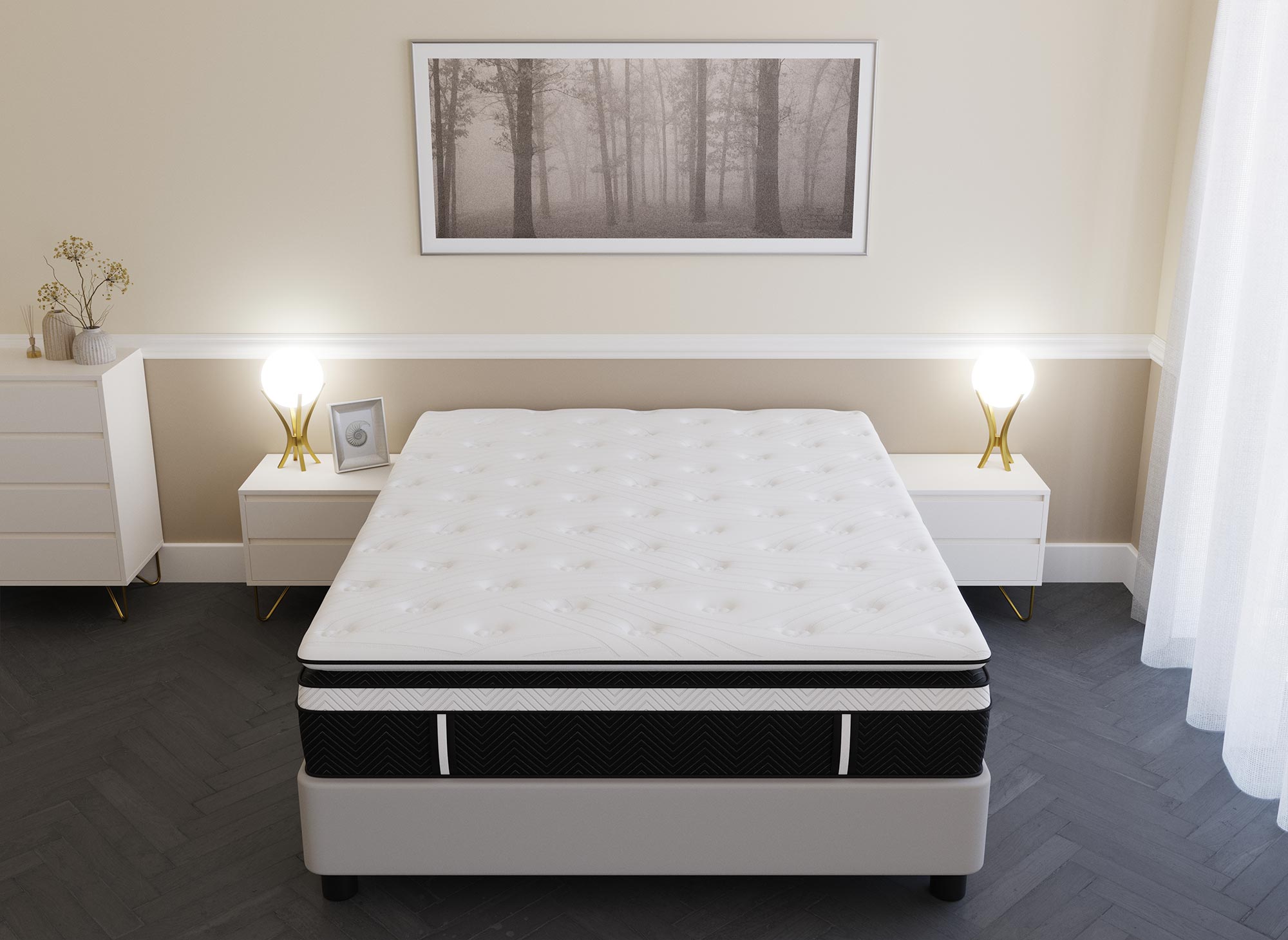 Matelas hybride mémoire de forme 180 x 200 cm épaisseur 35 cm - CLOUDY