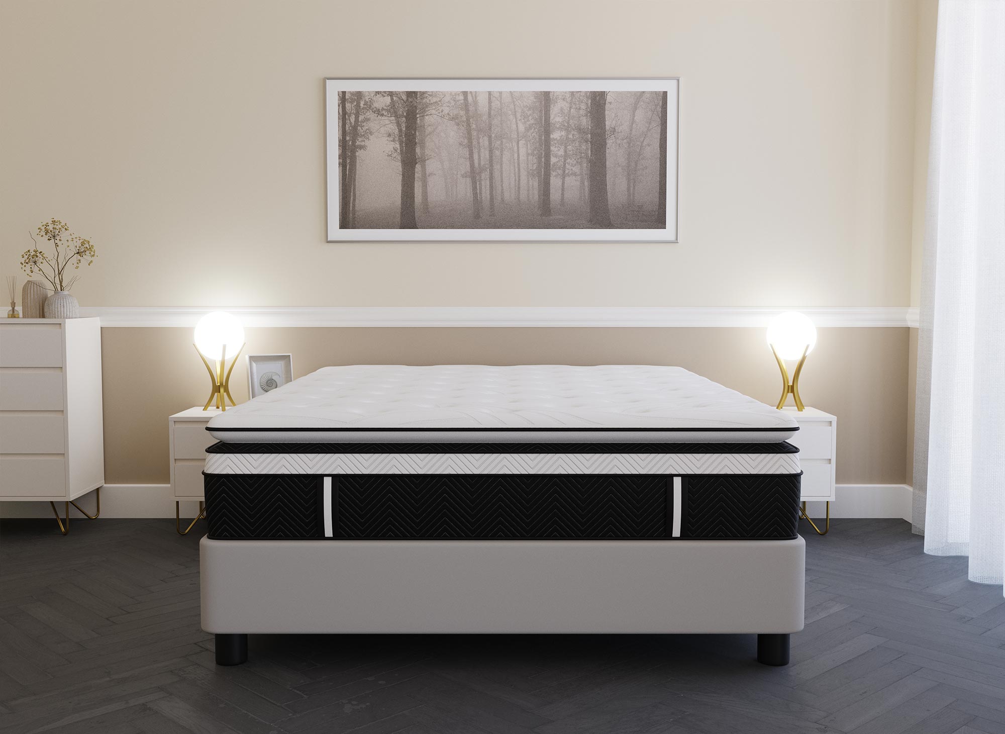 Matelas hybride mémoire de forme 160 x 200 cm épaisseur 35 cm - CLOUDY