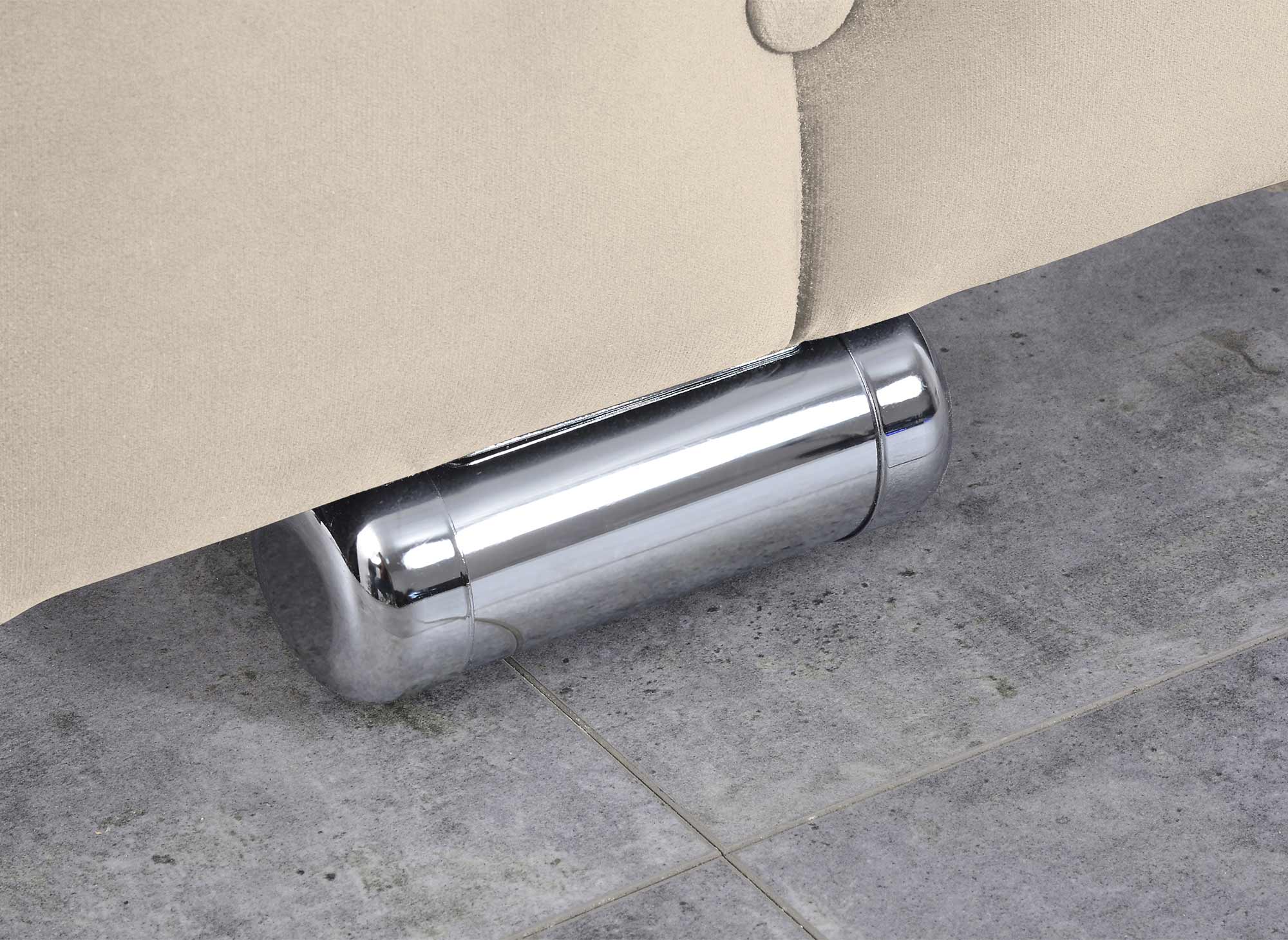 Lit coffre en velours beige 140X190 cm PERLA