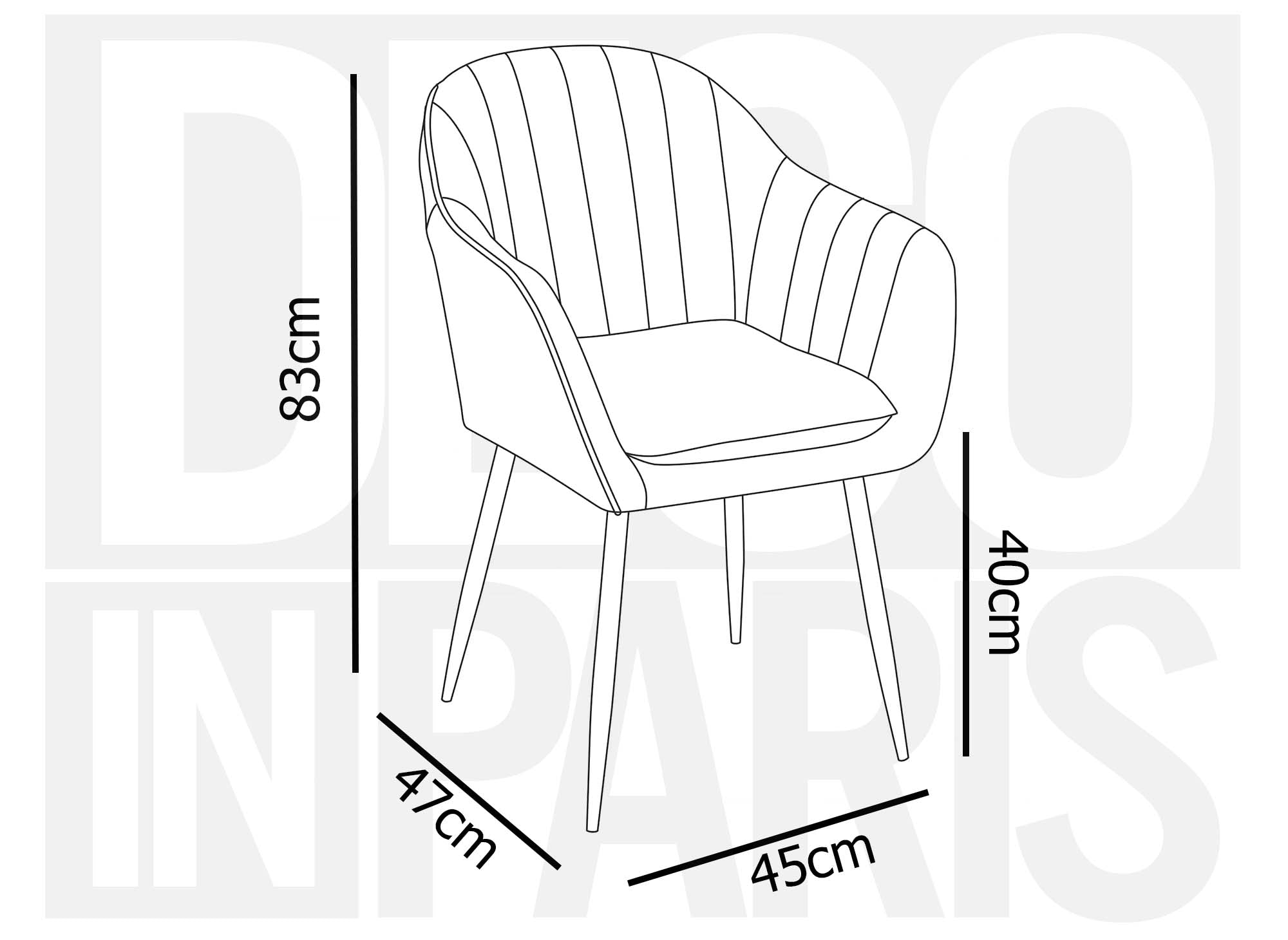 Lot de 2 chaises avec accoudoirs en velours noir EDWIGE