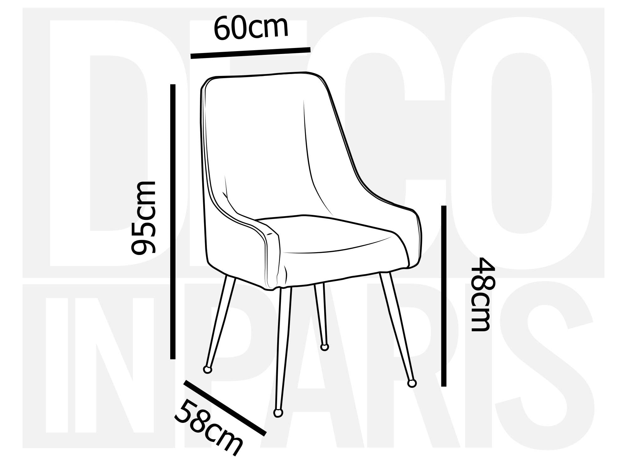 Lot de 2 chaises en velours gris pieds en métal argenté DORY