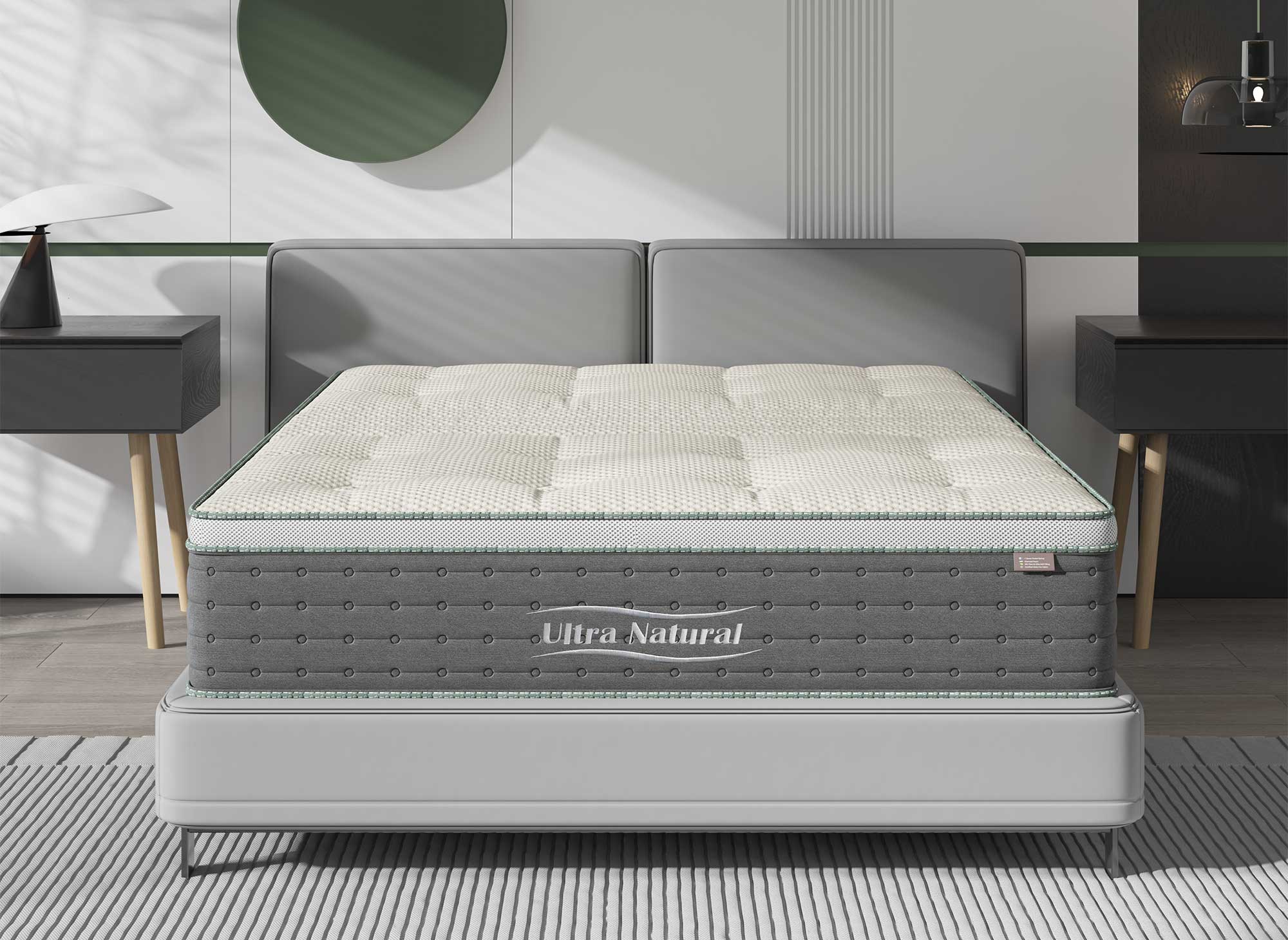 Matelas hybride NATURAL 160 x 200 cm ressorts ensachés et soie épaisseur 29 cm