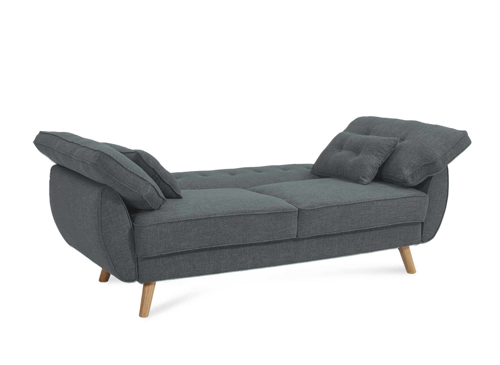 Canapé clic clac en tissu gris foncé avec pieds en bois PANAMA