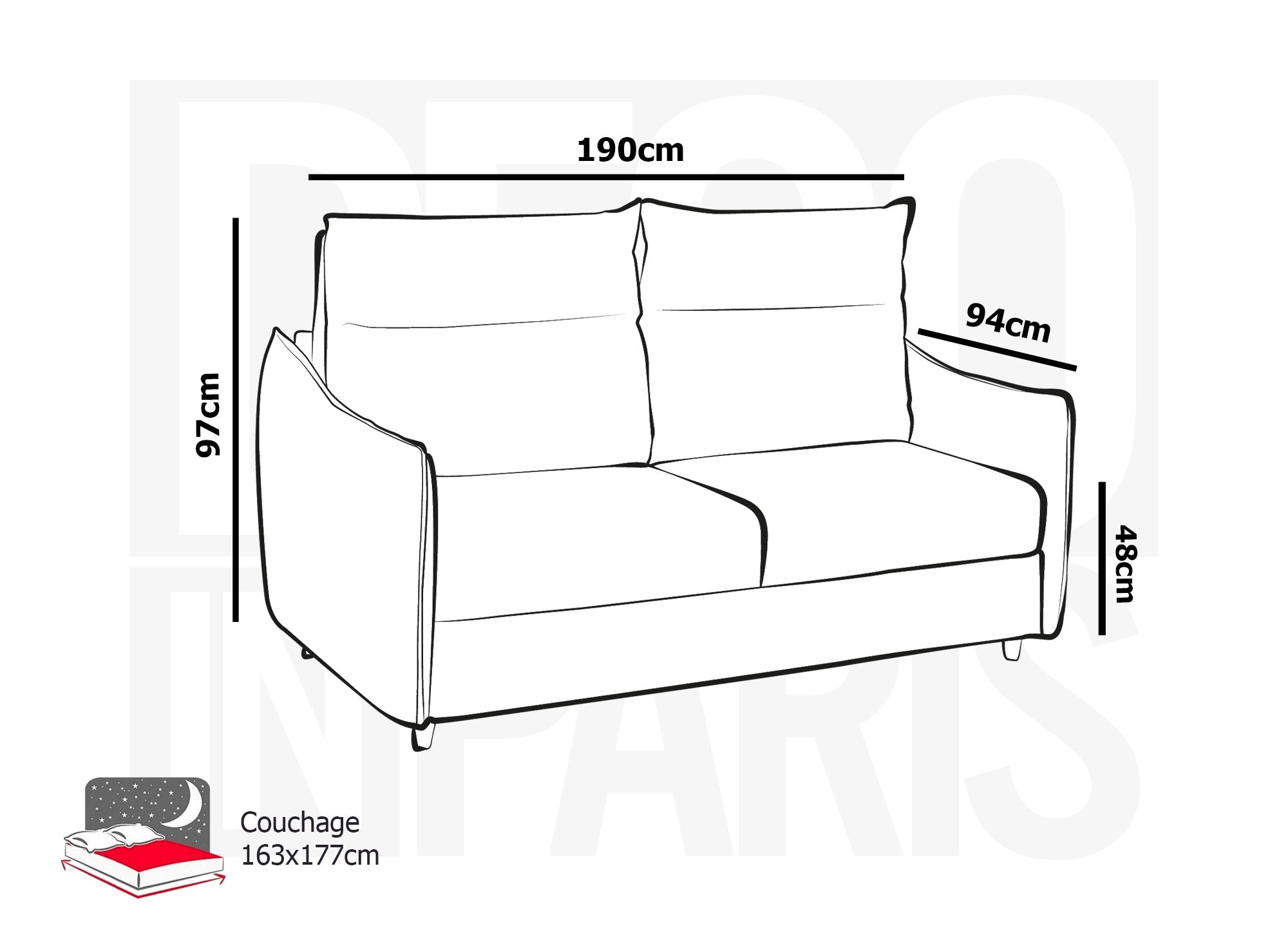 Canapé convertible 3 places en tissu bleu ZADIG