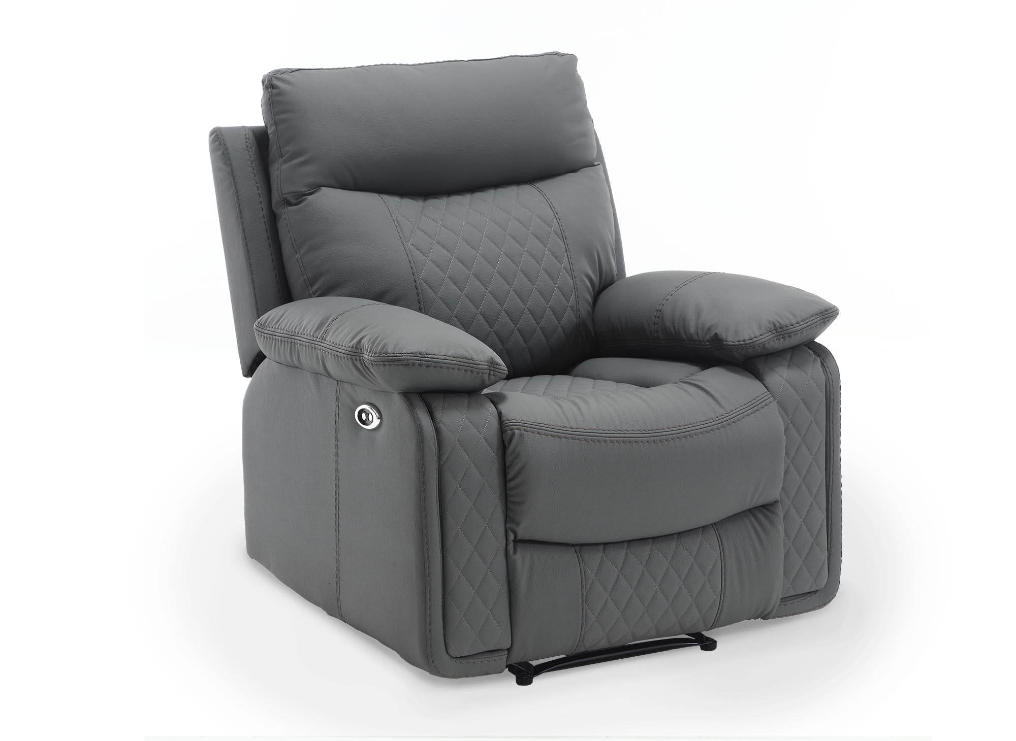 Fauteuil relax électrique en simili cuir gris foncé ELISE