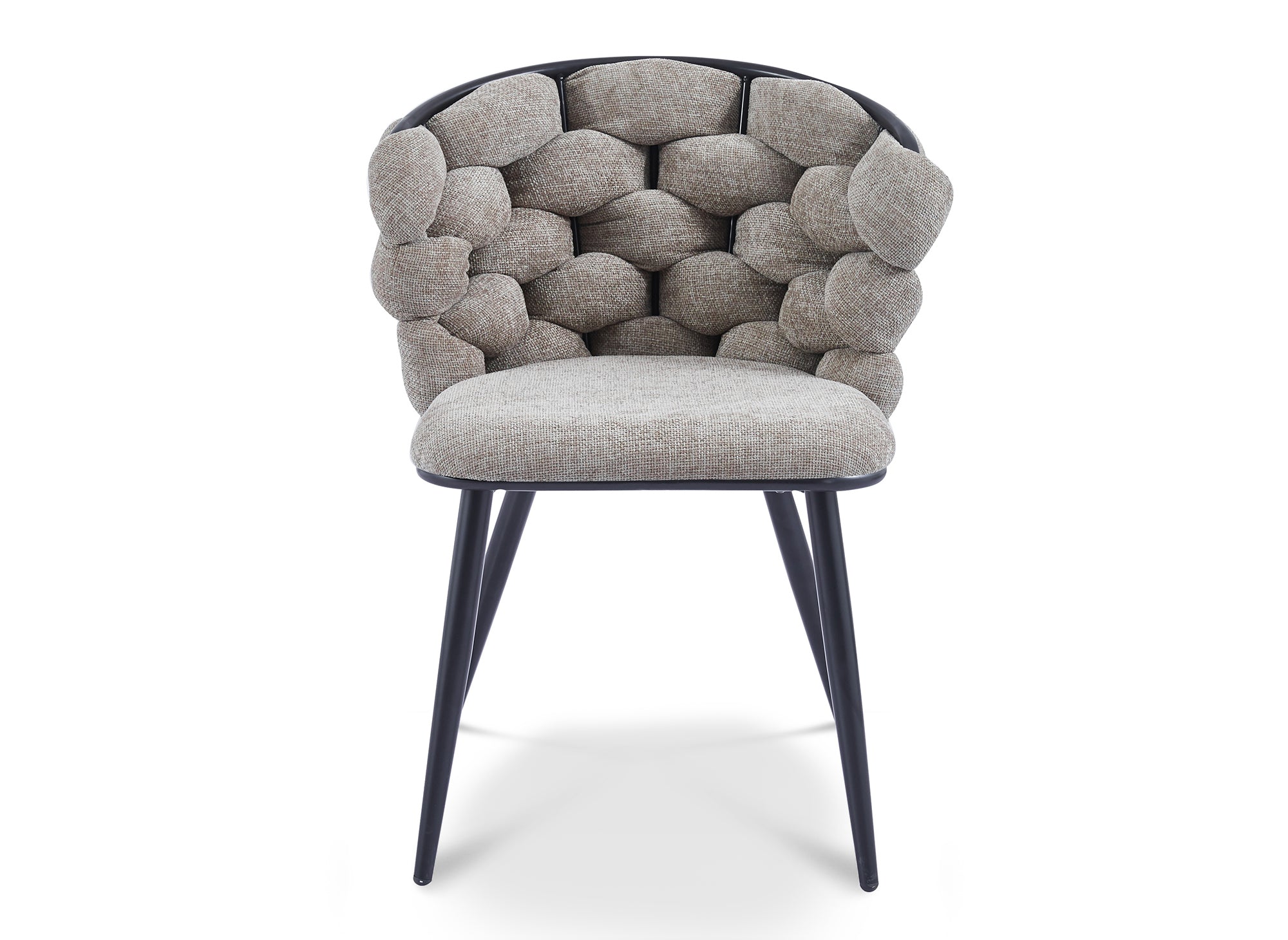 Lot de 2 chaises en tissu taupe pieds en métal noir CECILE