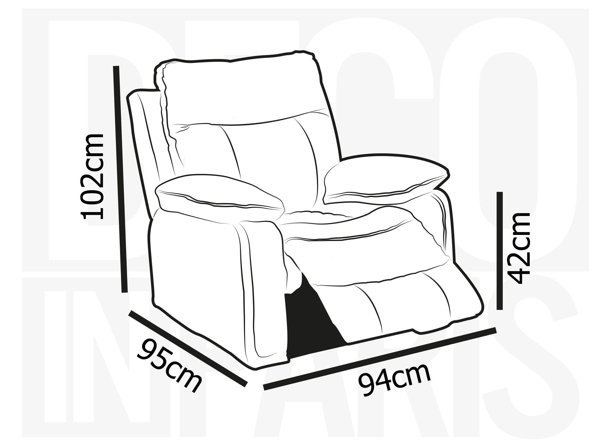 Fauteuil relax électrique en simili cuir gris foncé ELISE