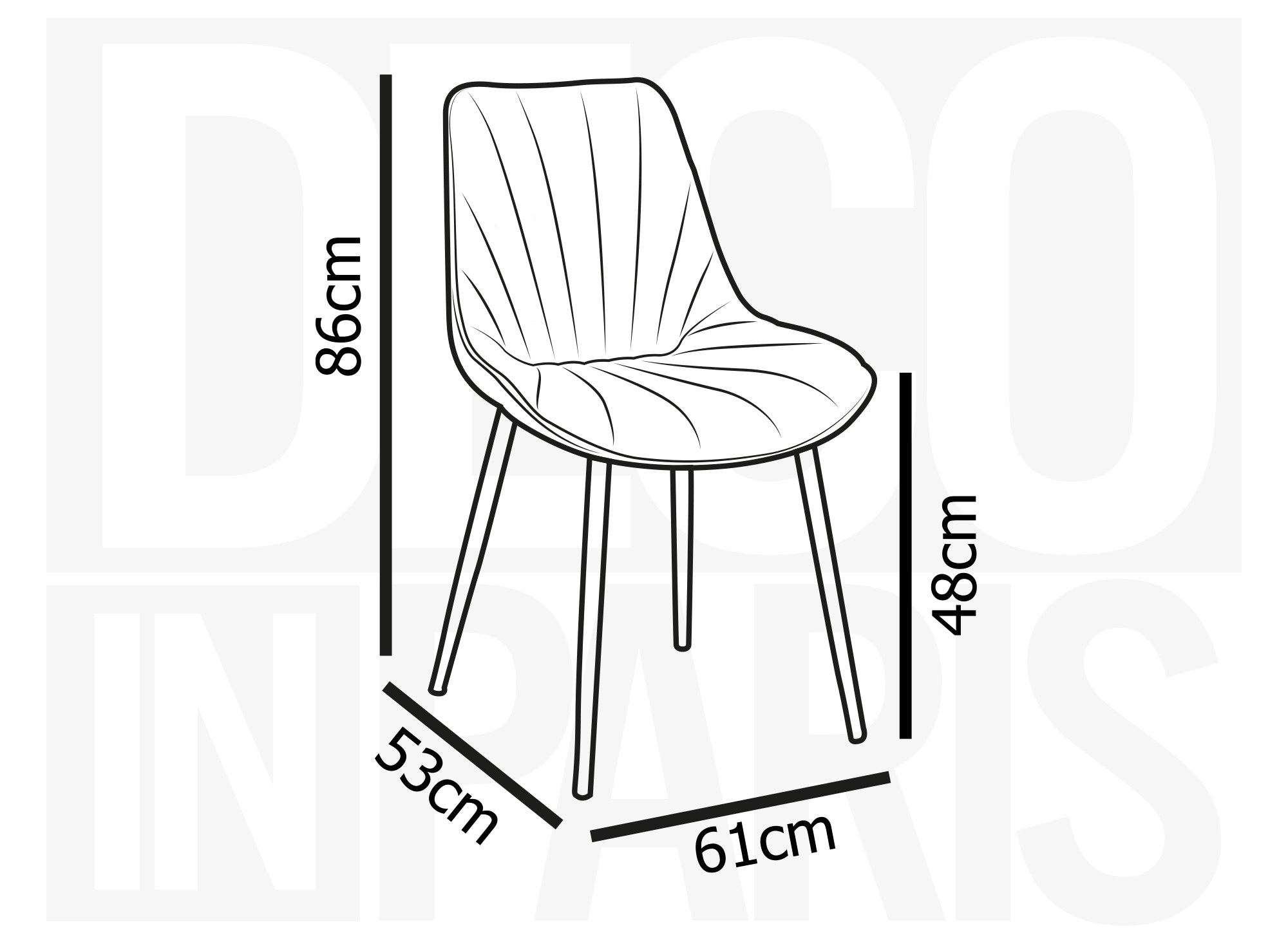 Lot de 4 chaises design en velours beige ELOVA