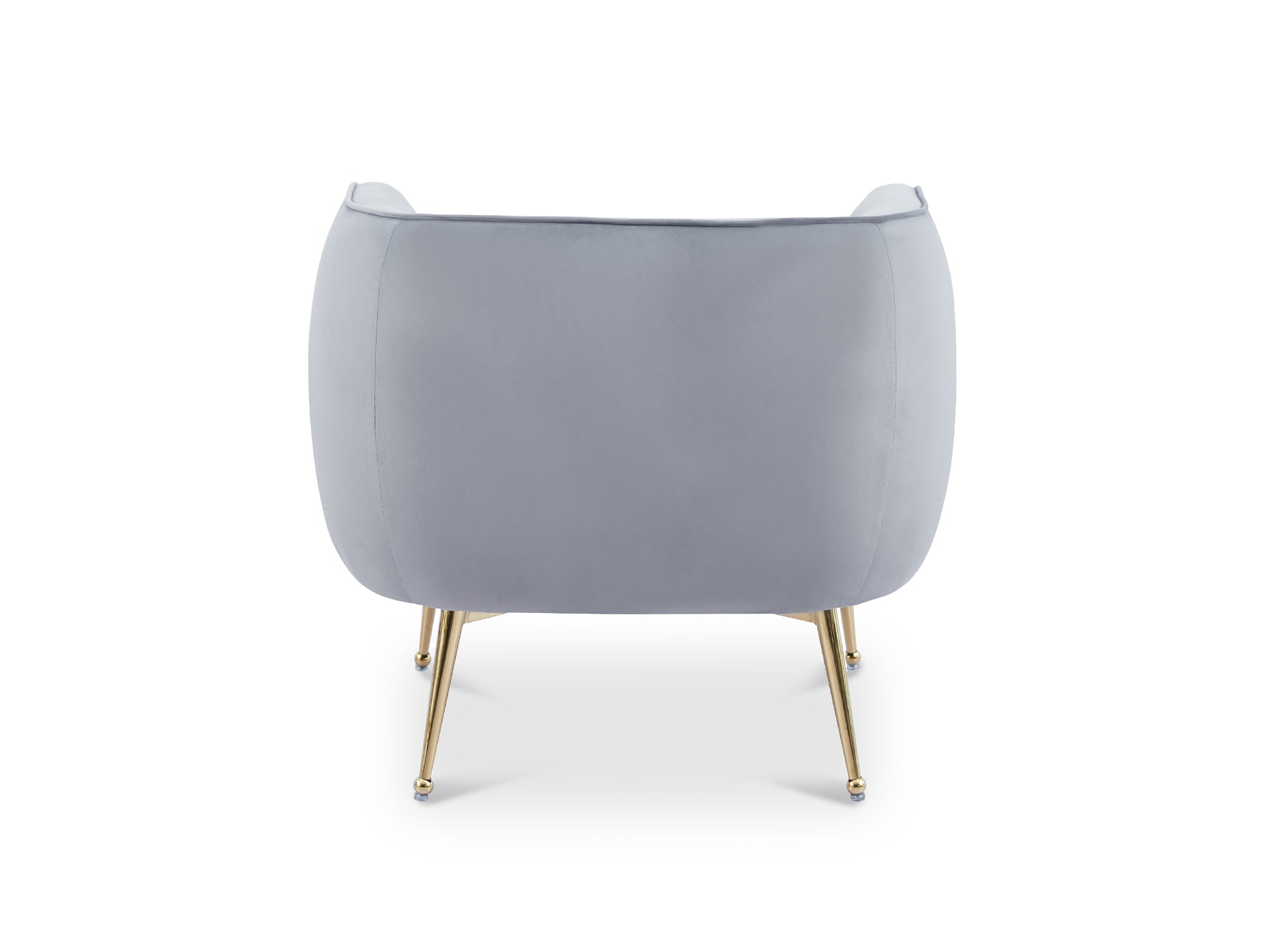 Fauteuil cabriolet en velours gris pieds doré PERRY