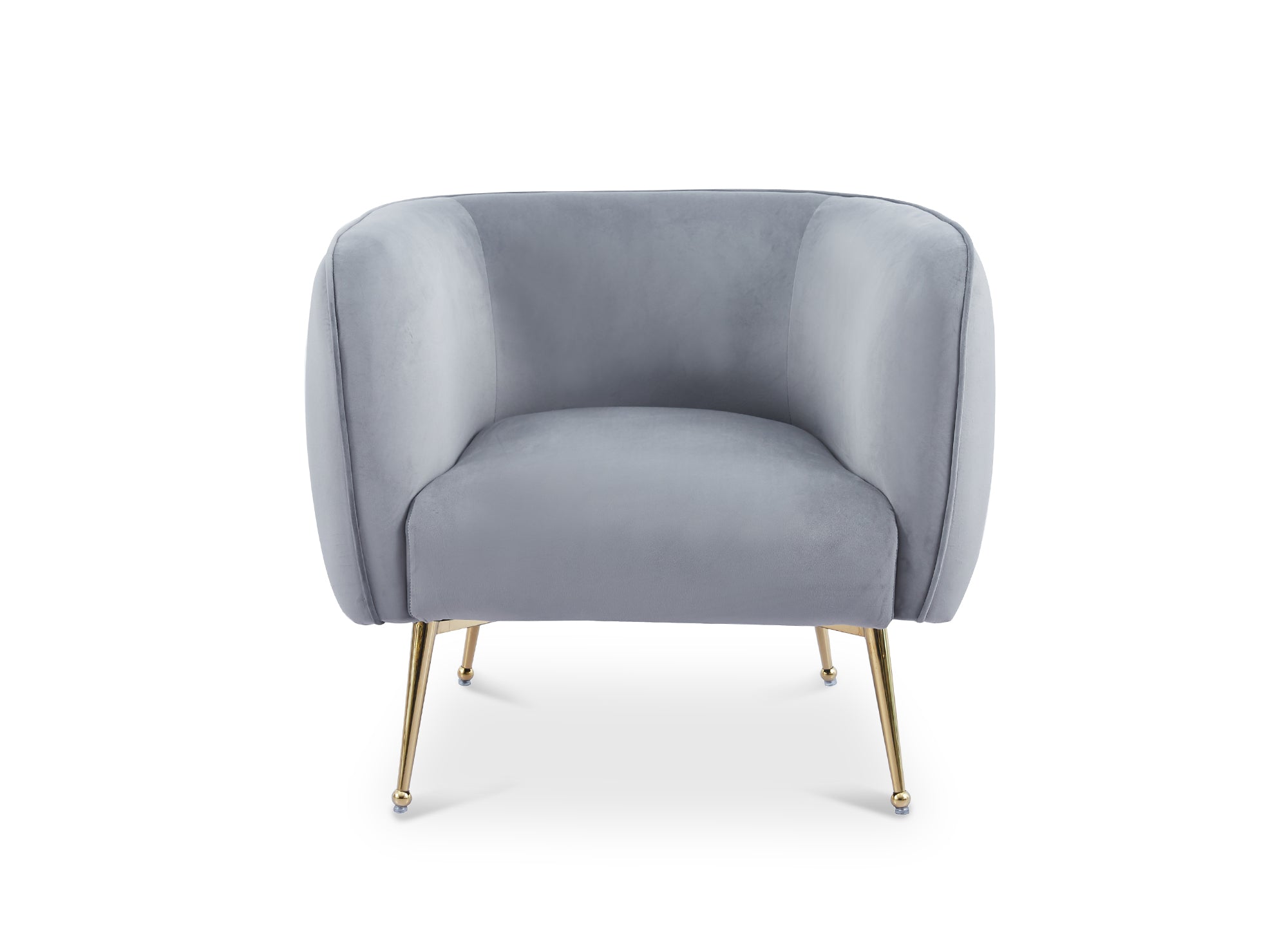 Fauteuil cabriolet en velours gris pieds doré PERRY